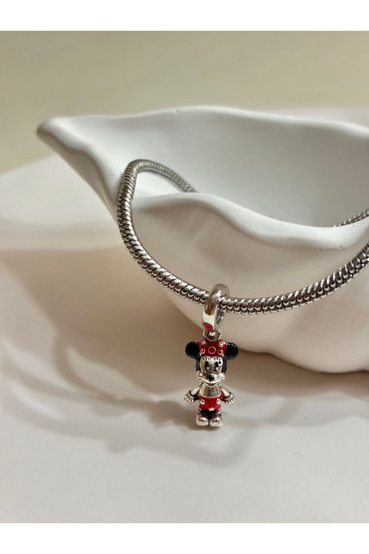 sheyajewellery Kadın Pandora Minnie Mickey Mause Çelik Charm