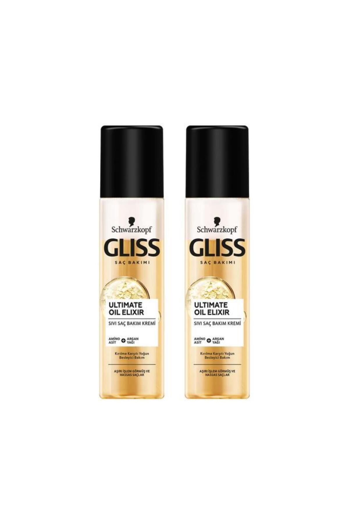 Gliss Ultimate Oil Elixir Besleyici Durulanmayan Sıvı Saç Kremi 200 ml X 2 Adet