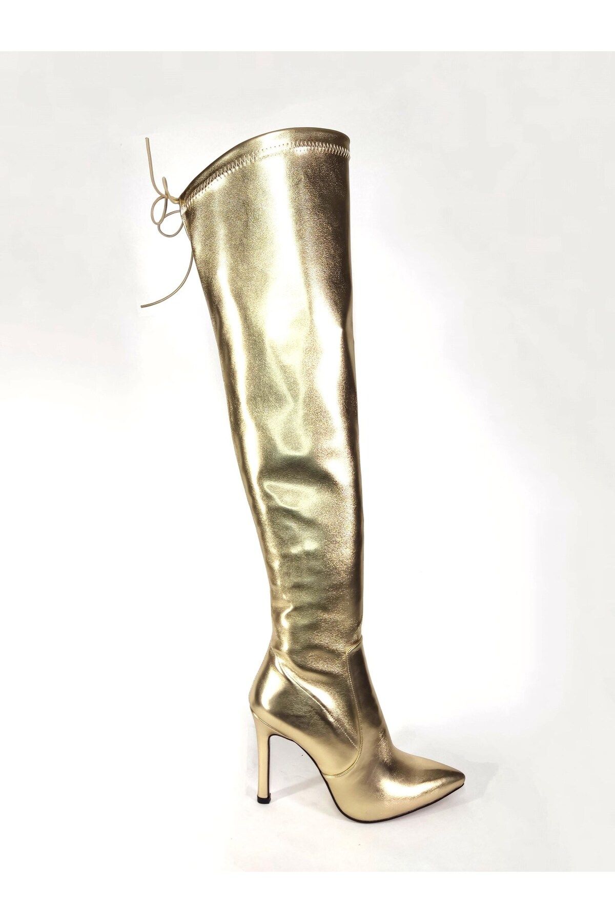 Seniorah Zann Gold Streç Cilt Kadın Çizme
