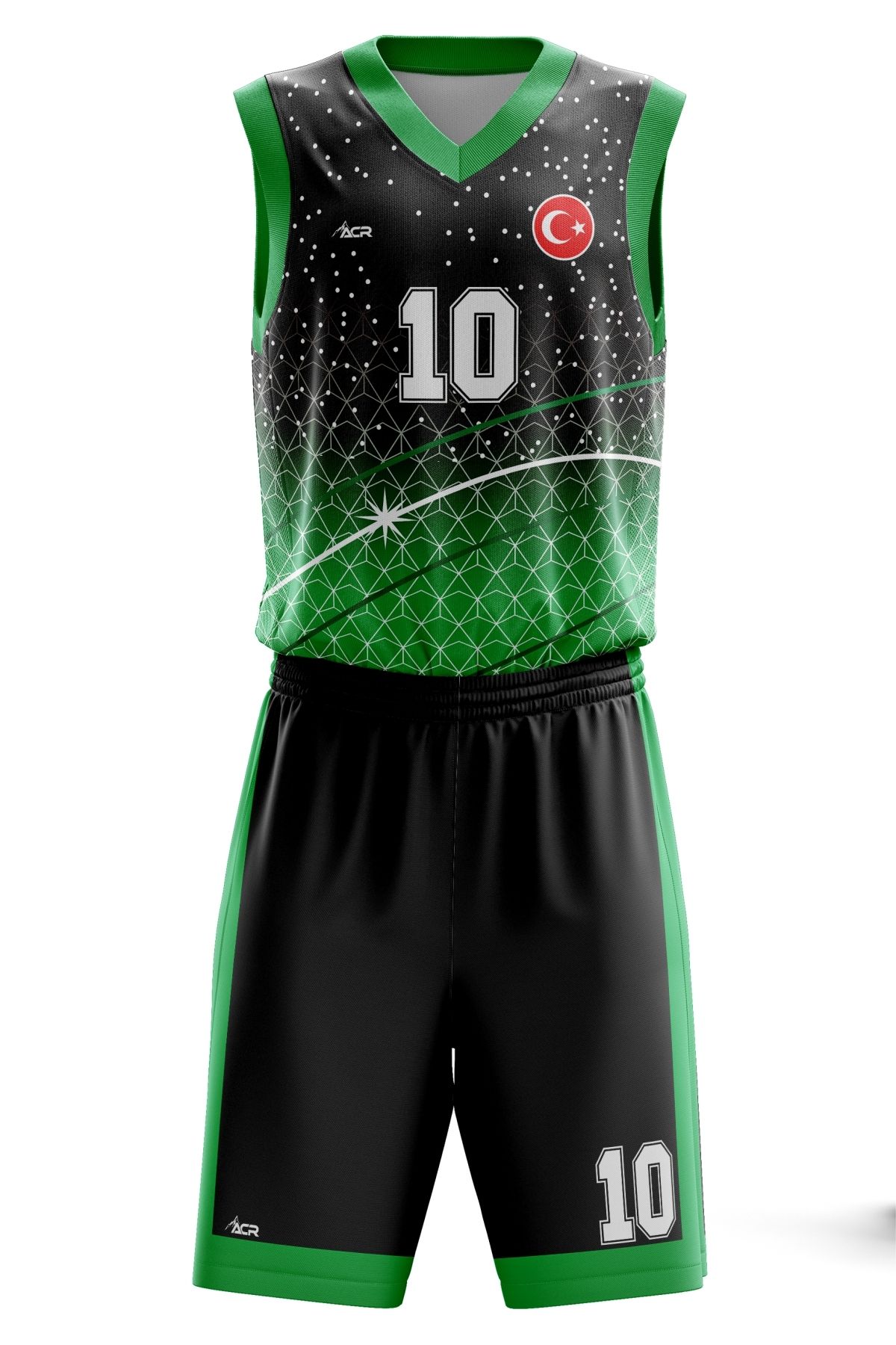 ACR Giyim Tekstil Forma Baskı Basketbol Forması  Kişiye Özel Basketbol Forması Alt Üst Takım Hediyelik Forma B2402 Yeşil Siyah