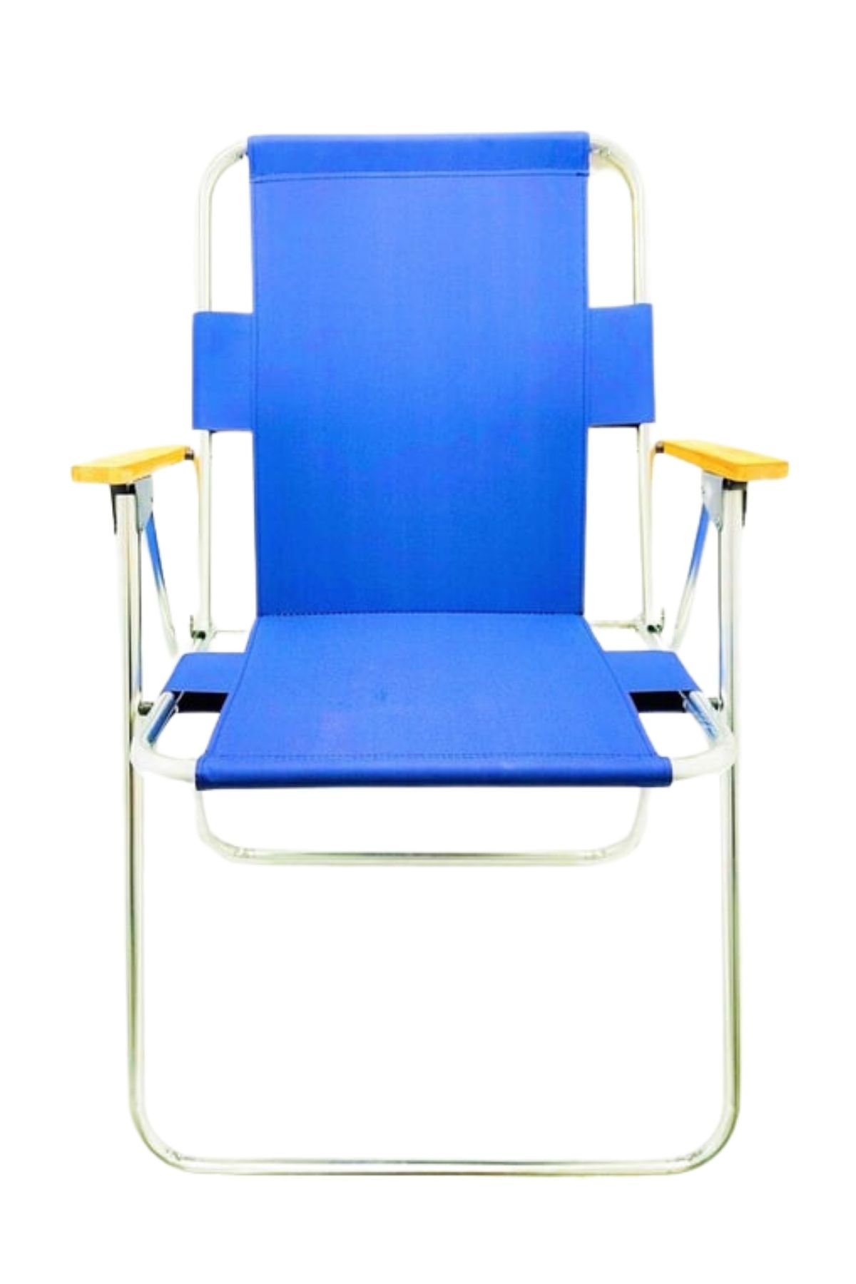 Tedarikcenter Ahşap Kollu Kamp Sandalyesi Katlanır Kamp Sandalyesi Metal Ayaklı Sandalye - Mavi