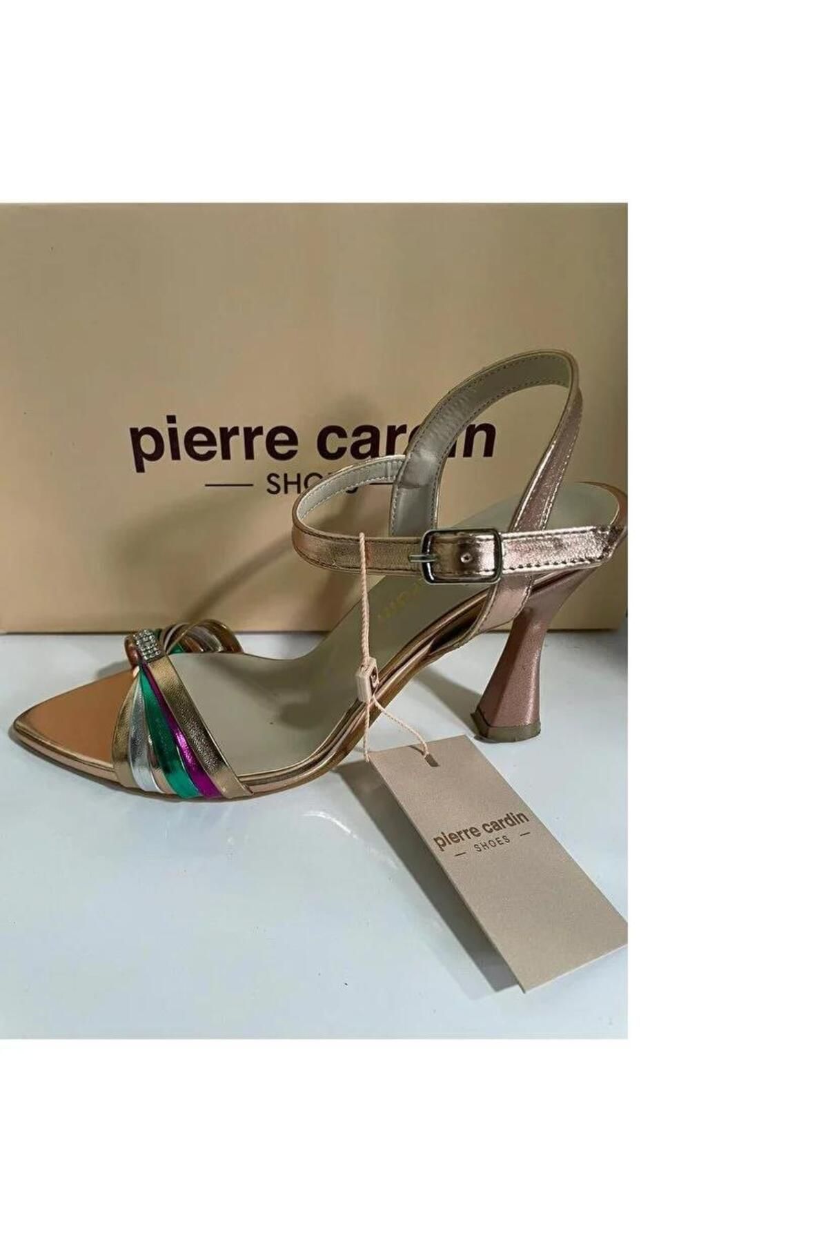 Pierre Cardin PİERRE CARDİN 53070 Taş Detaylı Kısa Kalın Rahat Topuk Renkli Topuklu Ayakkabı