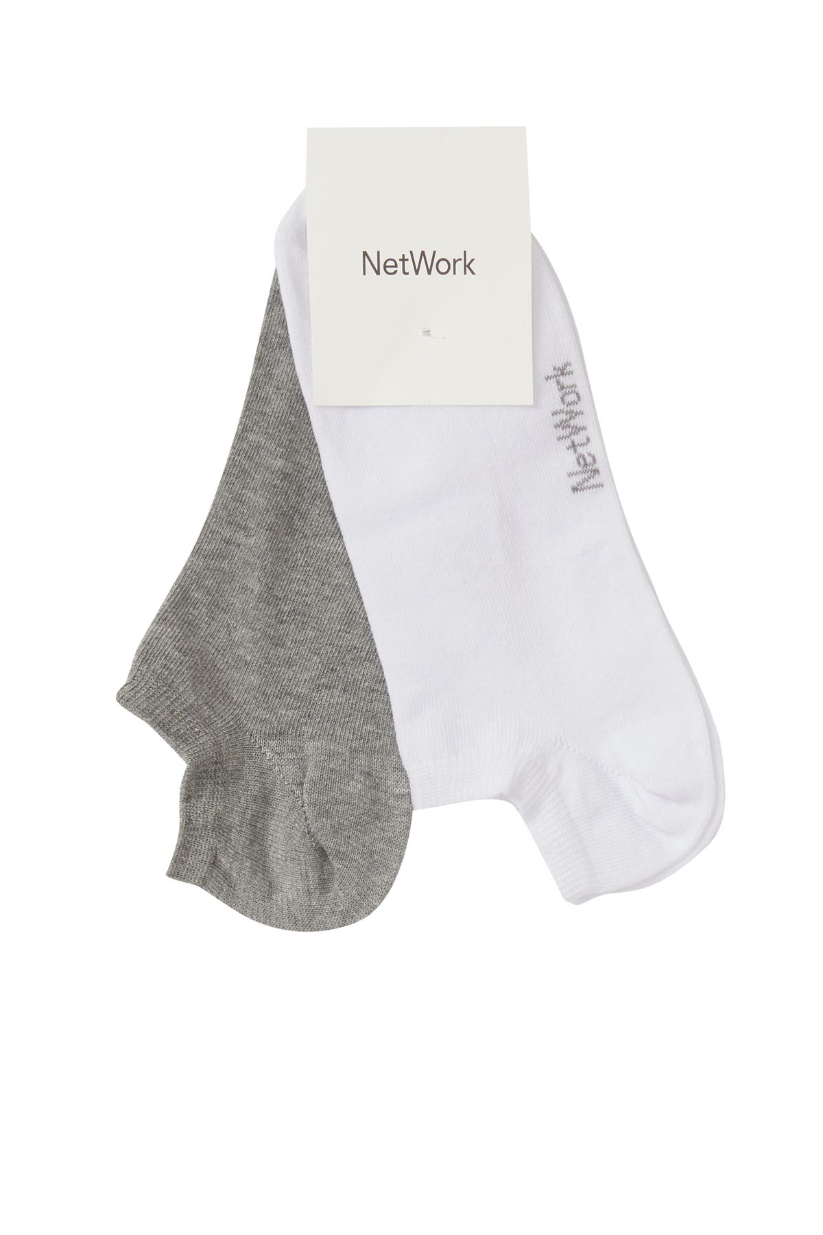 Network Beyaz Gri 2'li Çorap Set