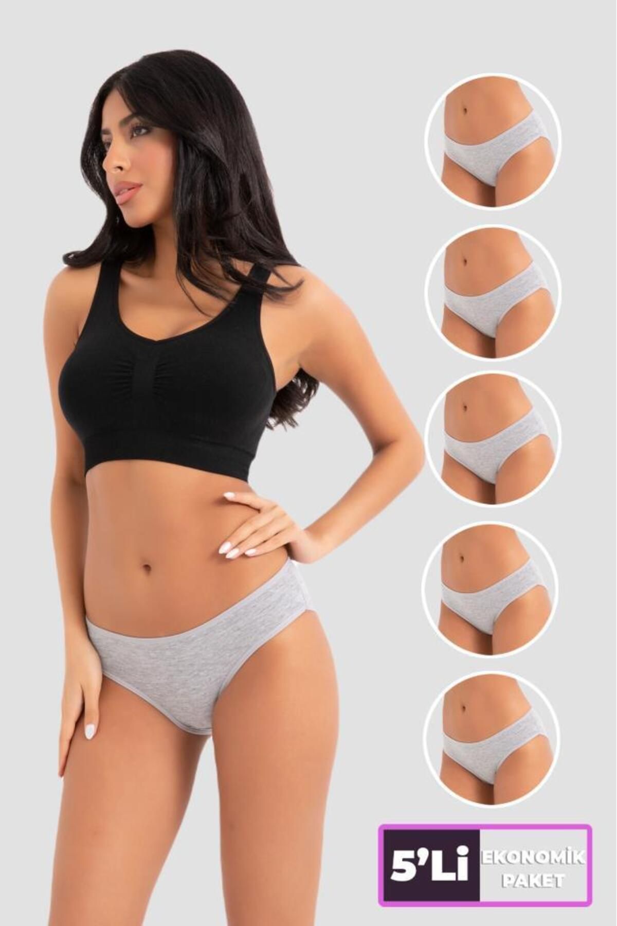 Almila (5 ADET) Compact Penye Pamuk Elastan Yüksekbel Klasik Slip Bikini Kadın Külot 2057