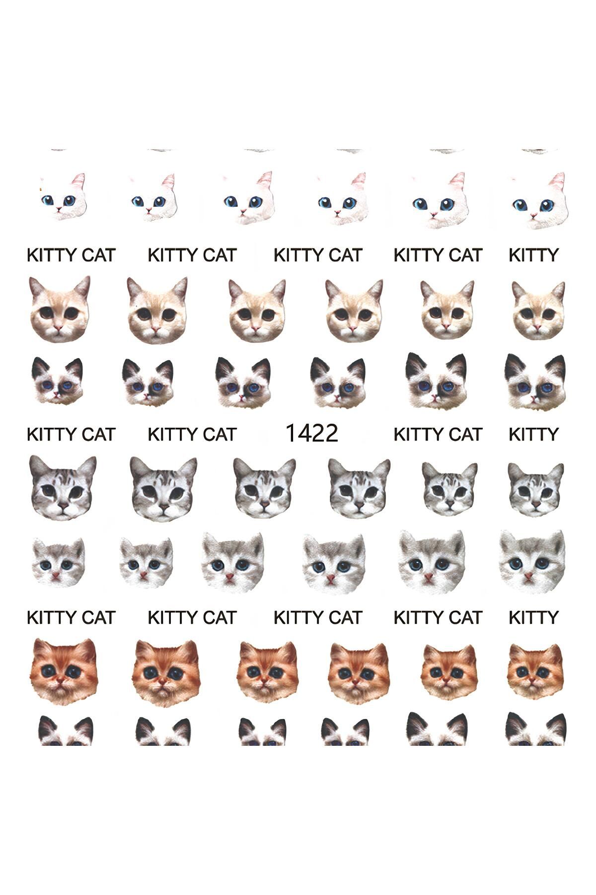 Venalisa Tırnak Sticker Kedi Figür Kitty Cat Tırnak Süsleme Nail Art JO-1422