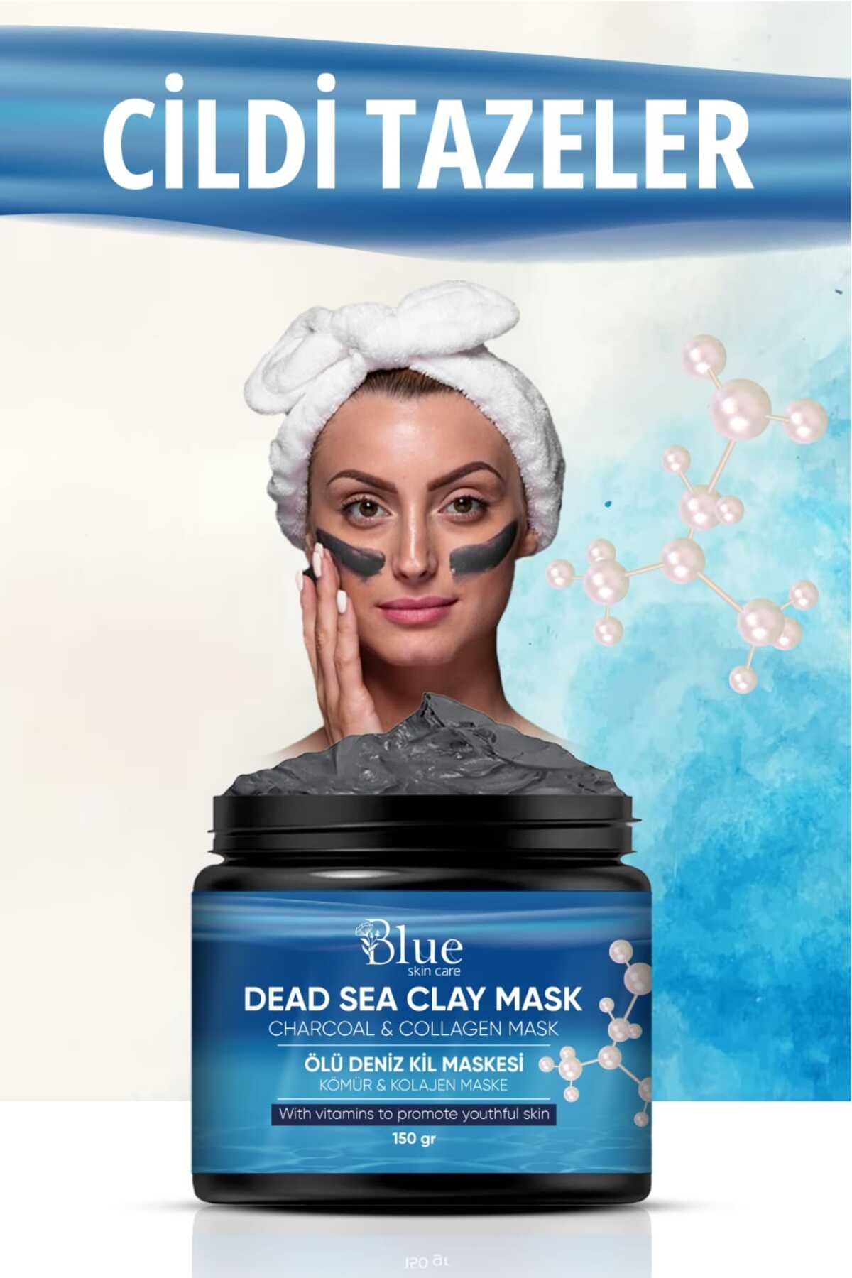 BLUE Skin Care Kolajen Sivilce Ve Siyah Nokta Leke,giderici Collagen Ölüdeniz Kil Maskesi (150gr)