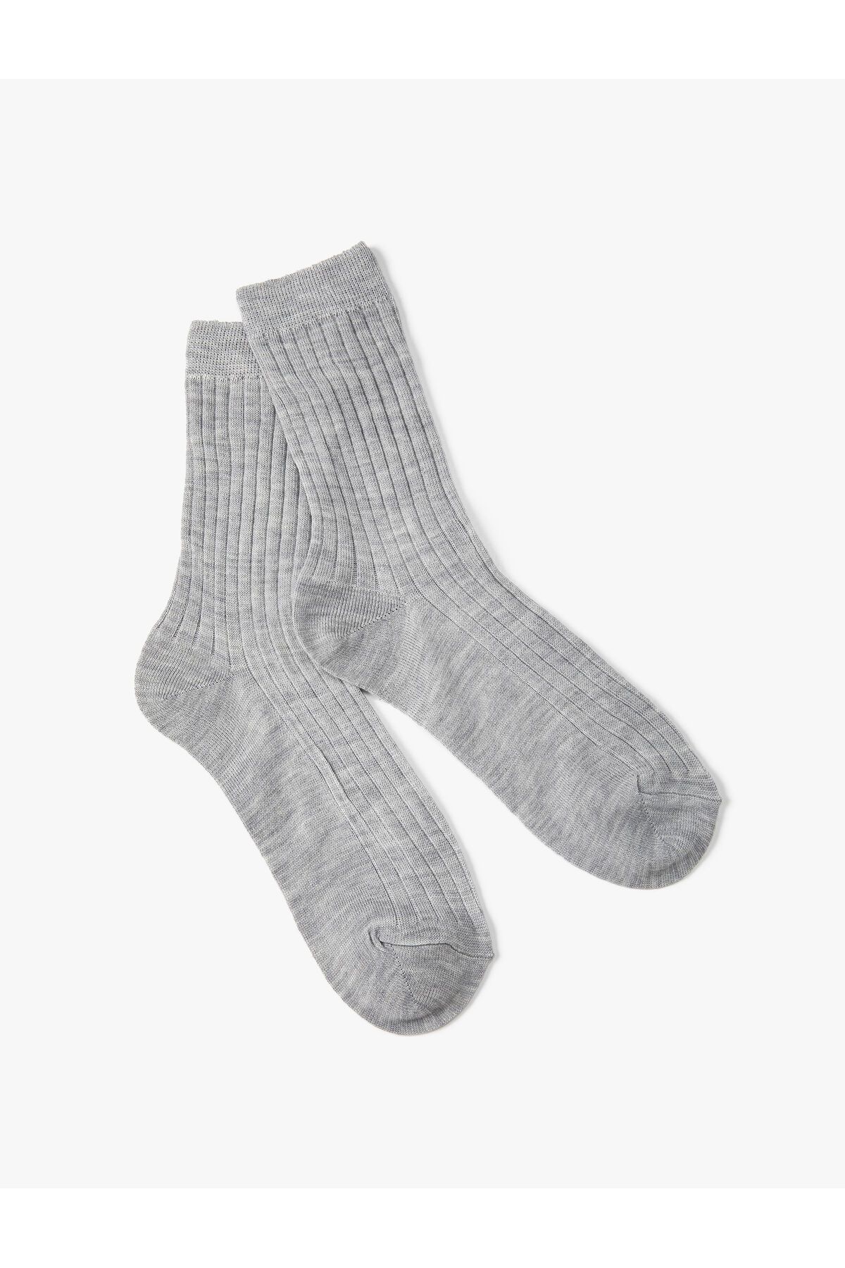 Koton Soket Çorap Kalın Dokulu Yün Karışımlı