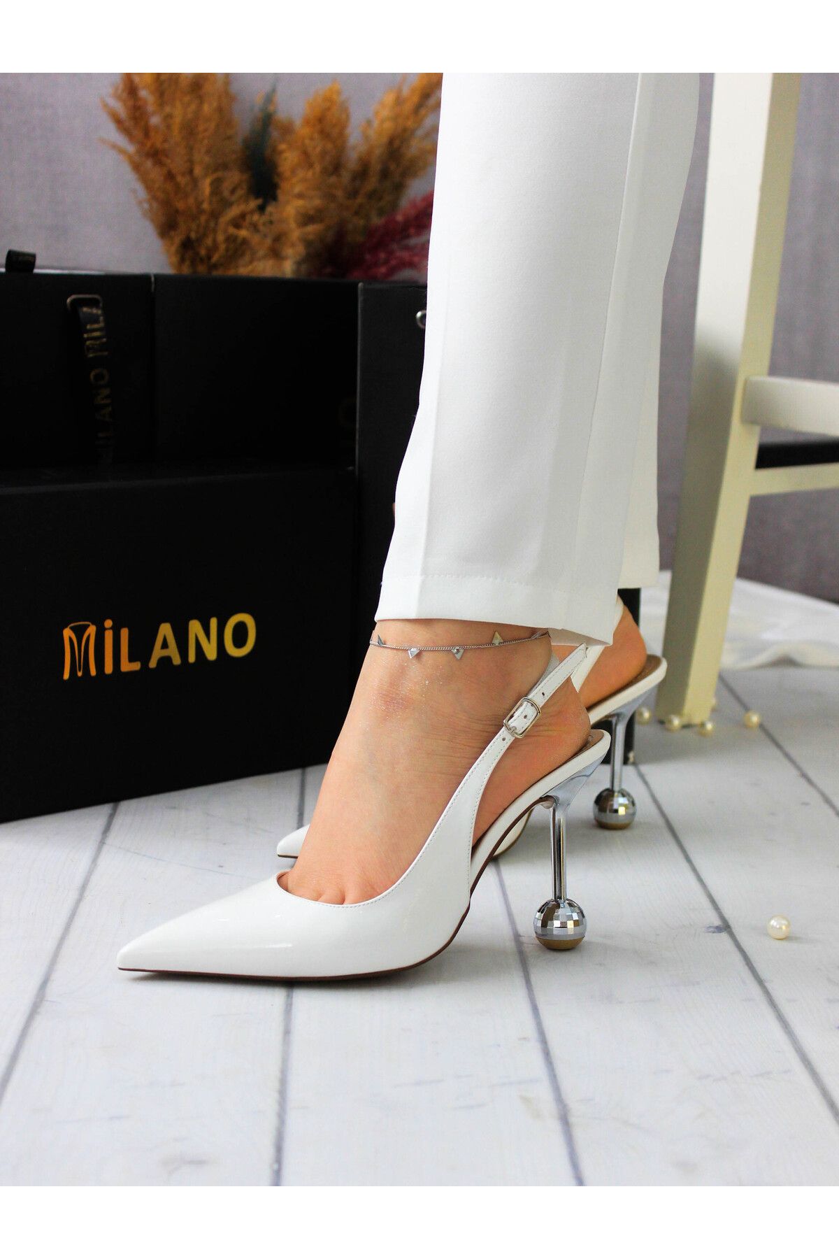 Milan Kadın parlak Şik Topuklu Modern Stiletto