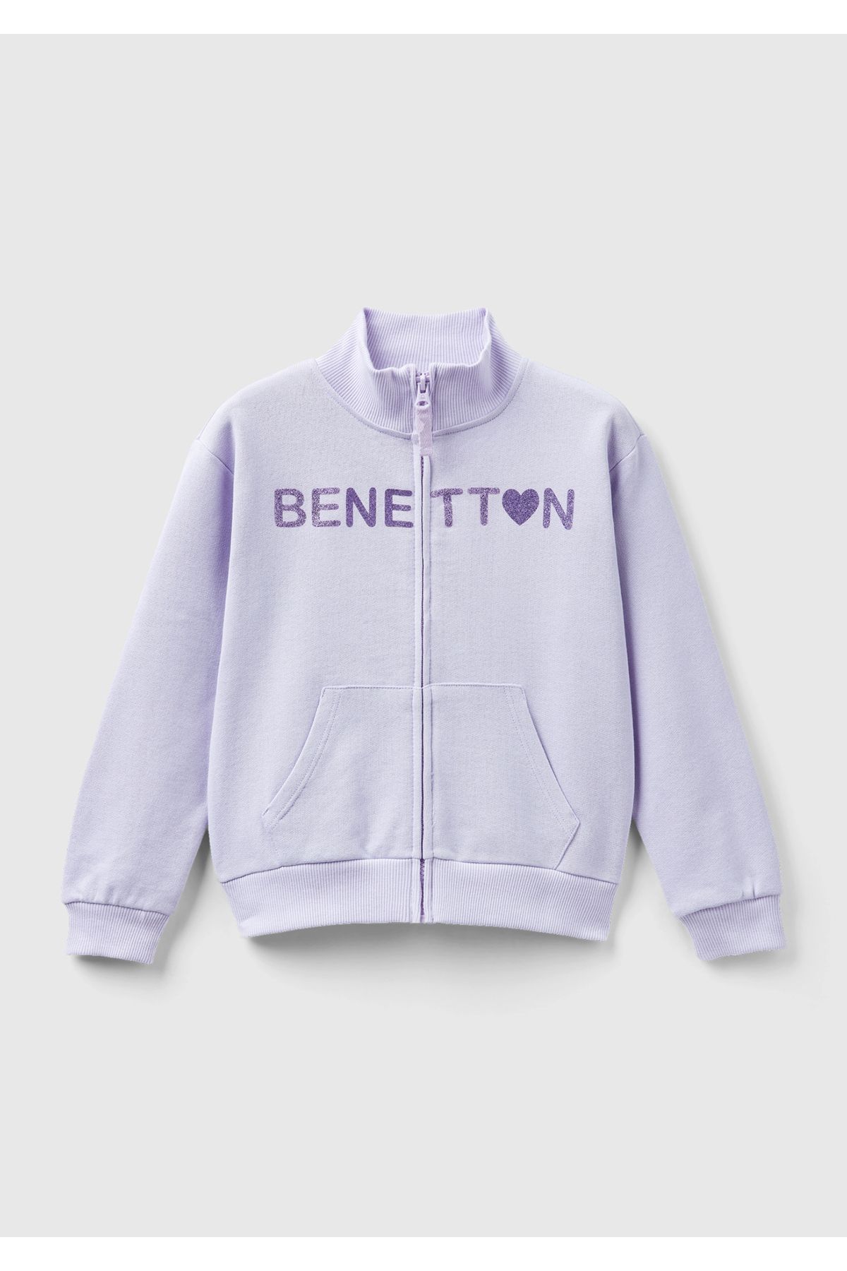 United Colors of Benetton Kız Çocuk Lila Benetton Baskılı Sweatshirt
