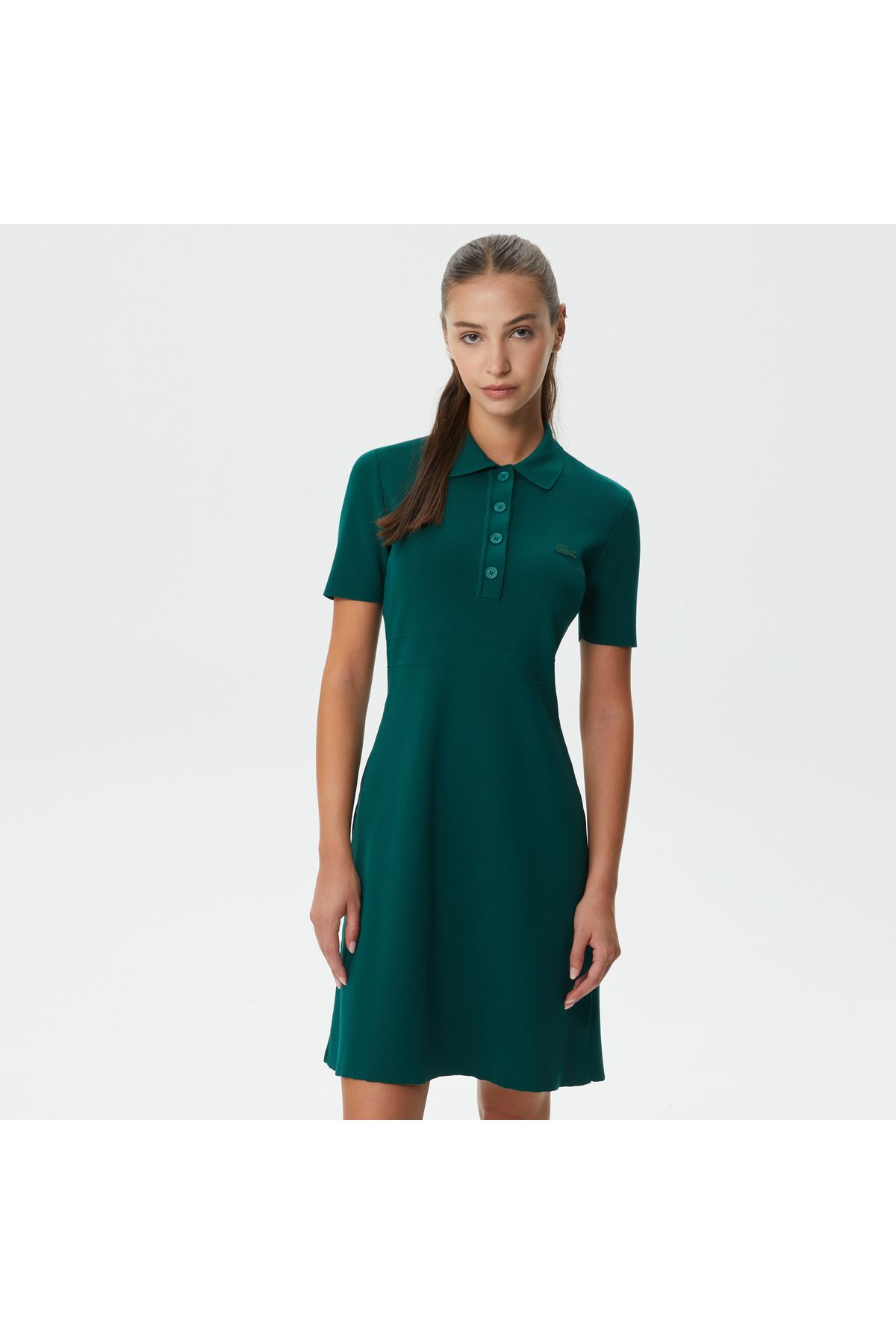Lacoste Kadın Uzun Kollu Gömlek Yaka Yeşil Elbise