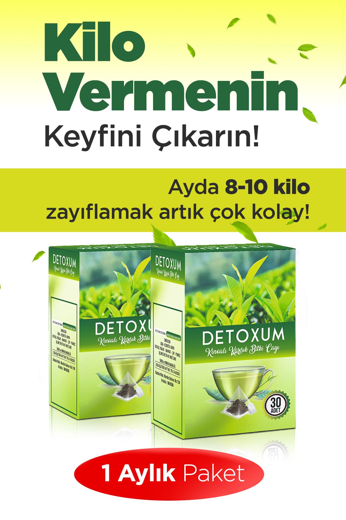 Detoxum Zayıflama Destekleyici Form Çayı Kilo Vermeye Yardımcı Detox Çayı ( 2 Li Set)