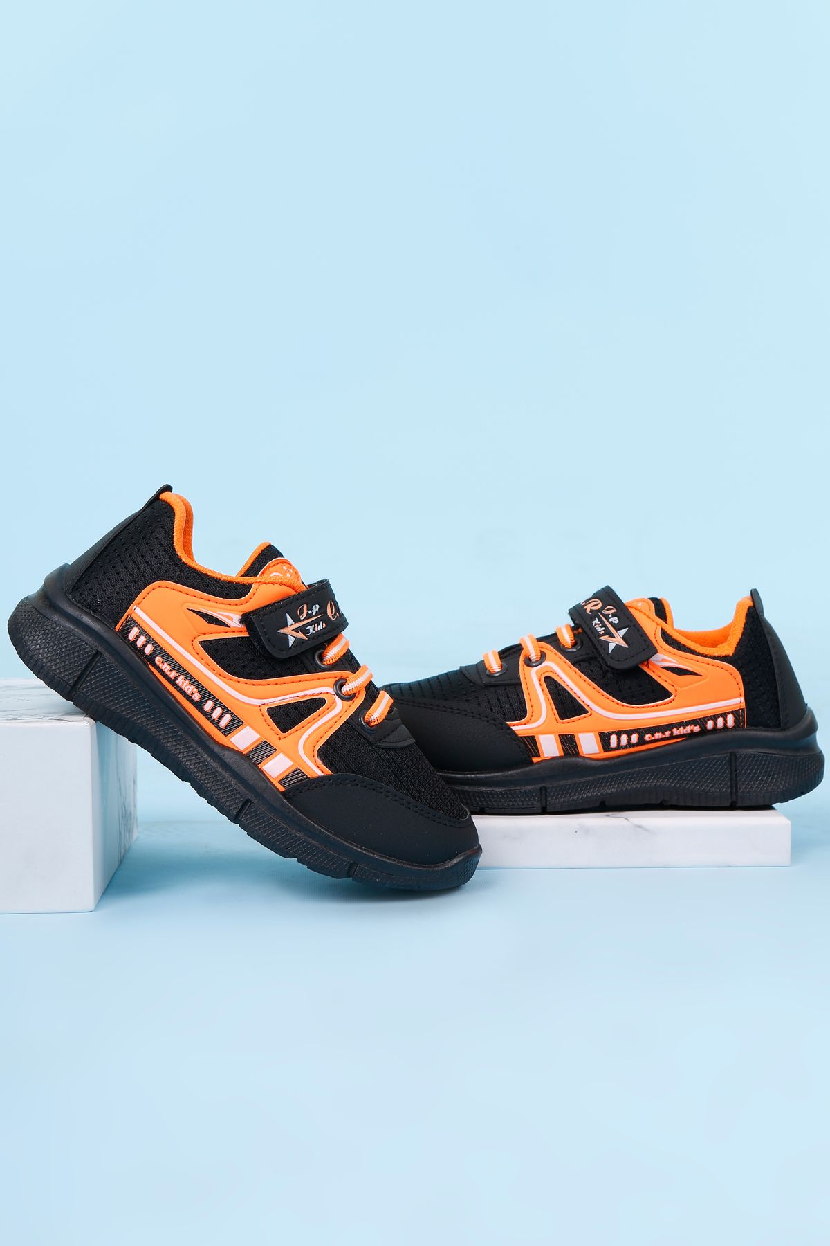 lord's ayakkabı Unisex Siyah-Turuncu Çocuk Spor Ayakkabı Sneakers Okul Ayakkabısı