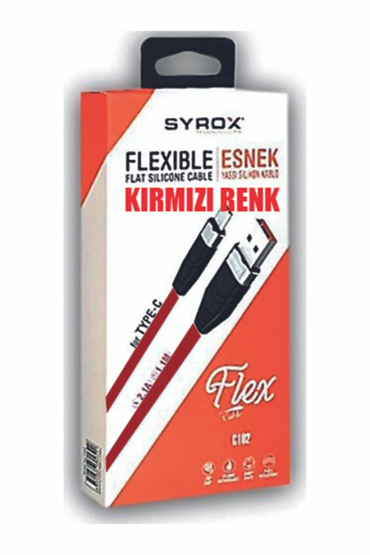 Syrox 2.1A Type-C Flexible Yassı Silikon Şarj & Data Uyumlu Kablo