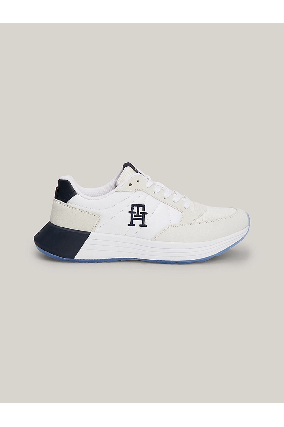 Tommy Hilfiger Erkek Logolu Normal Kalıp Bağcıklı Günlük Beyaz Sneaker FM0FM04939-YBS