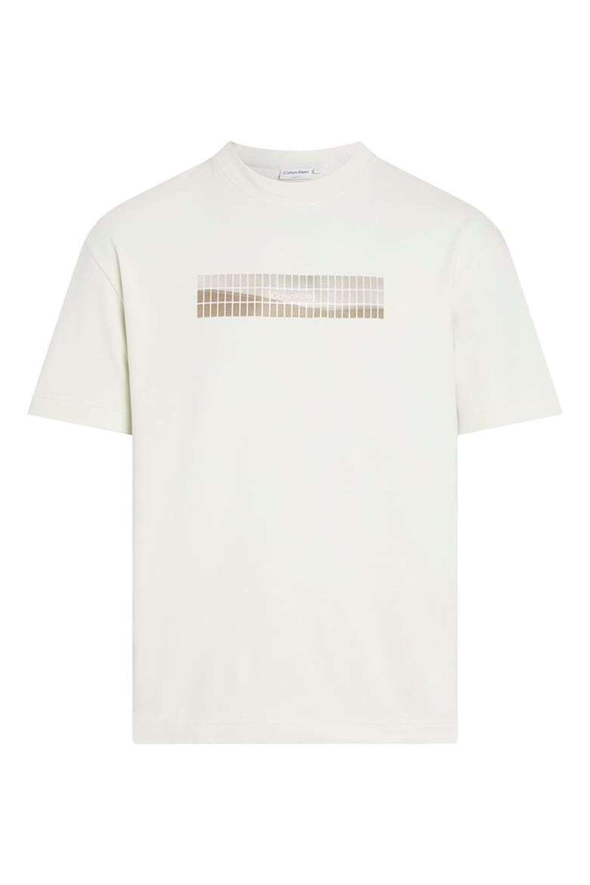 Calvin Klein Erkek Pamuklu Kısa Kollu Yuvarlak Yaka Ekru T-Shirt K10K112493-CGA