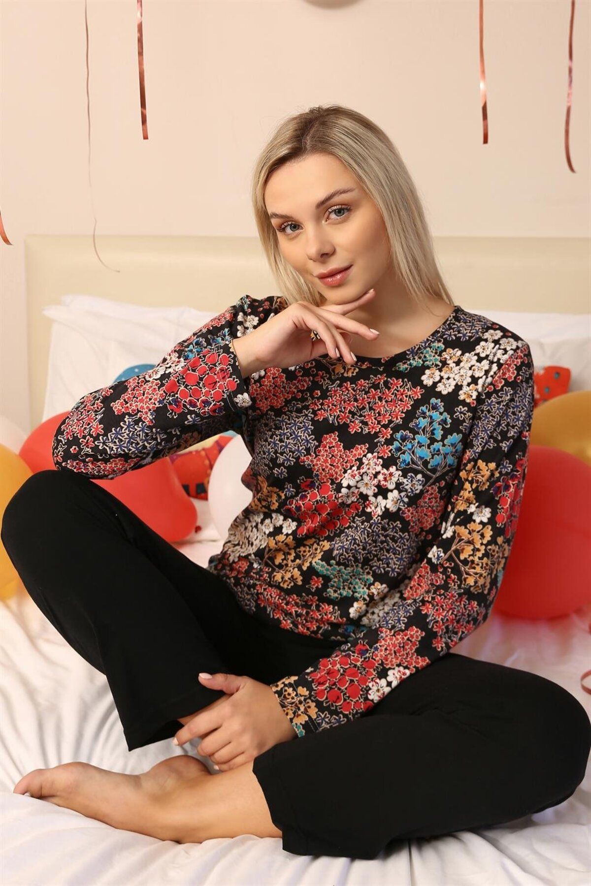 Akbeniz Kadın Uzun Kol Penye Pijama Takım 4205
