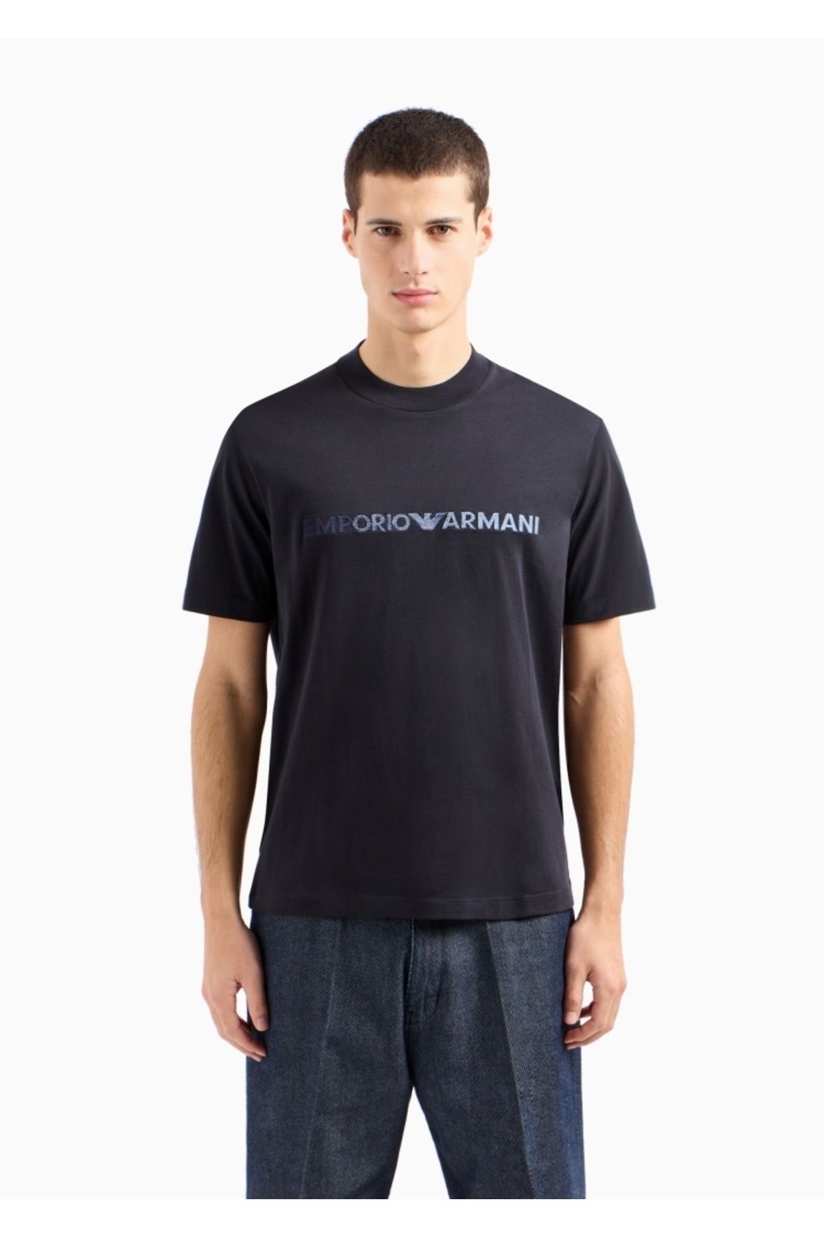 Emporio Armani Erkek Pamuklu Kısa Boy Rahat Kesim Günlük Lacivert1 T-Shirt 3D1TG3 1JPZZ-09R2