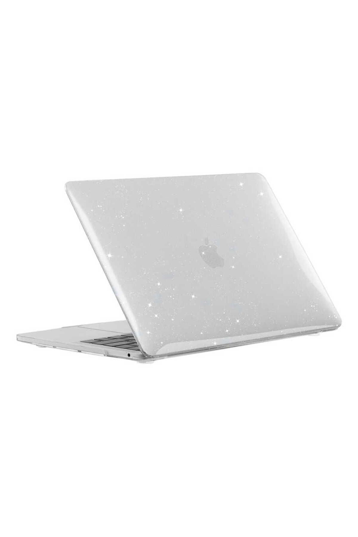UnDePlus Apple Macbook Pro 16.2 2023 A2780 Kılıf Simli Ön Arka Kapak
