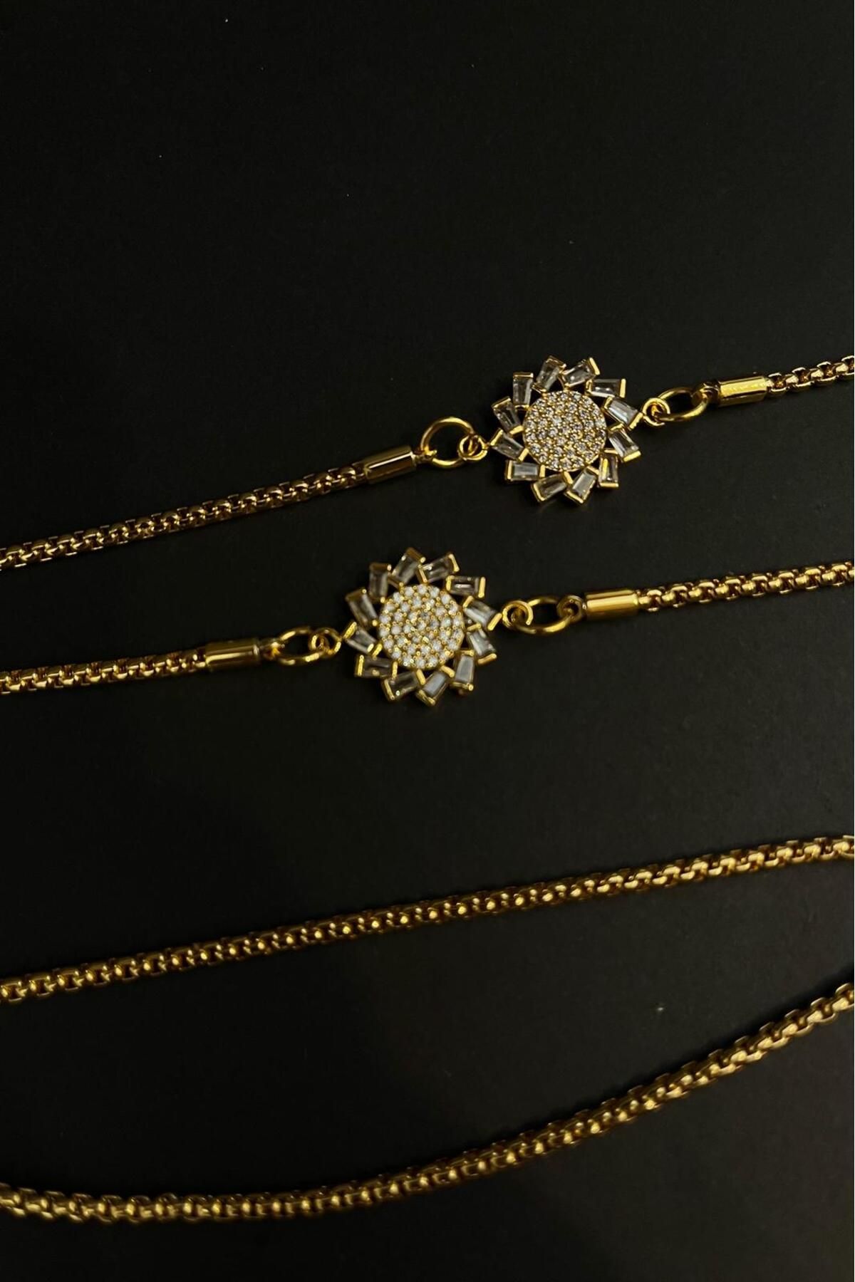 FASHİON JEWELRY altın kaplama taşlı gözlük zinciri