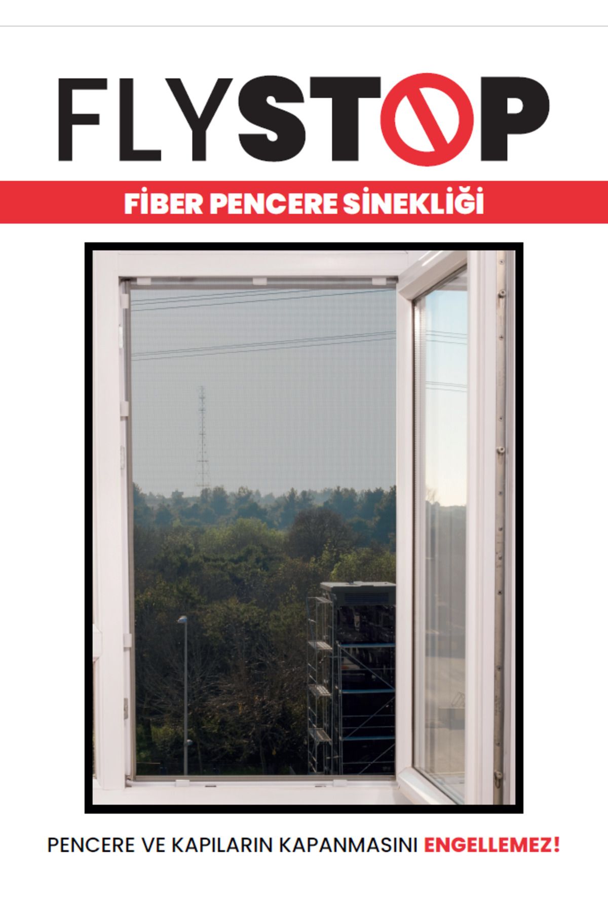KeskinPazarlama Flystop Aparatlı Fiberglass Pencere Sinekliği ÖZEL ÖLÇÜ