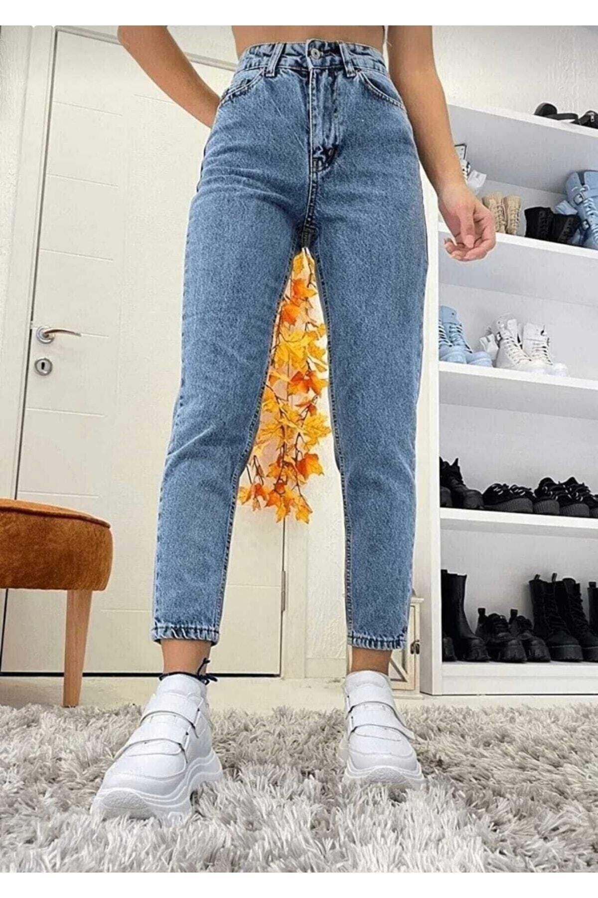 comfort jeans Tref Jeans&Ngbutika Süper Yüksek Bel Comfort Likralı Mom Jean Kot Pantolon