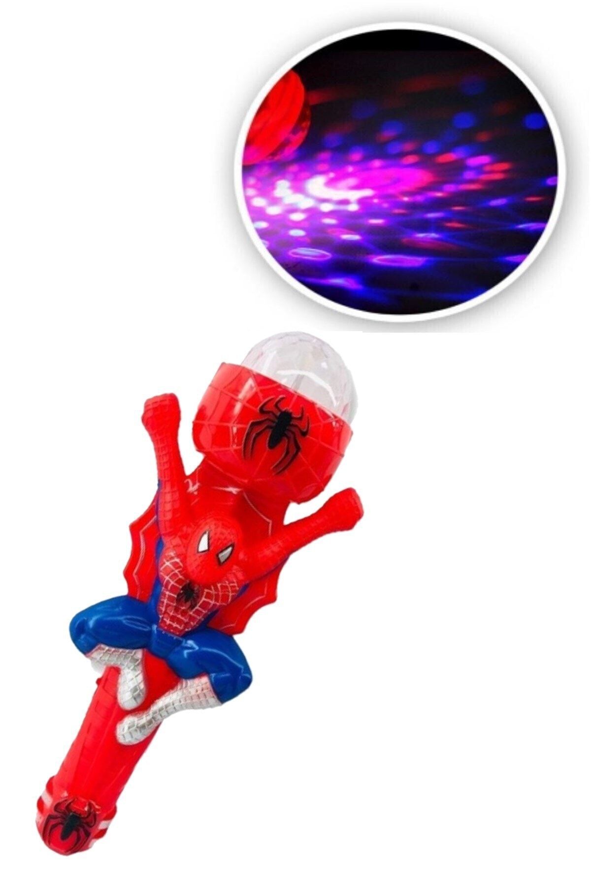 Hyd  Spiderman Örümcek Adam Sesli Işıklı Müzikli Oyuncak Asa Dönence Disko Topu