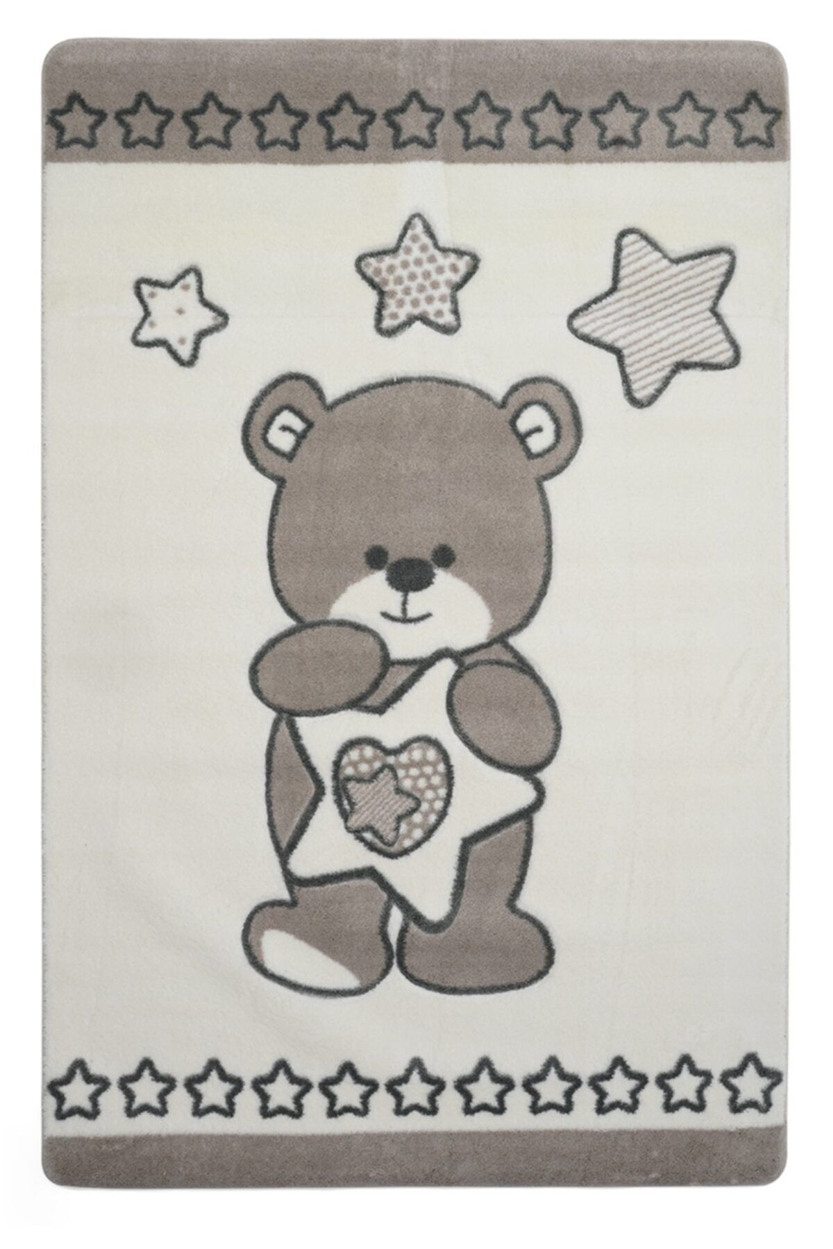 Confetti Baby Set Star Bear Oymalı Çocuk Halısı (GRİ) - 120x180 Cm