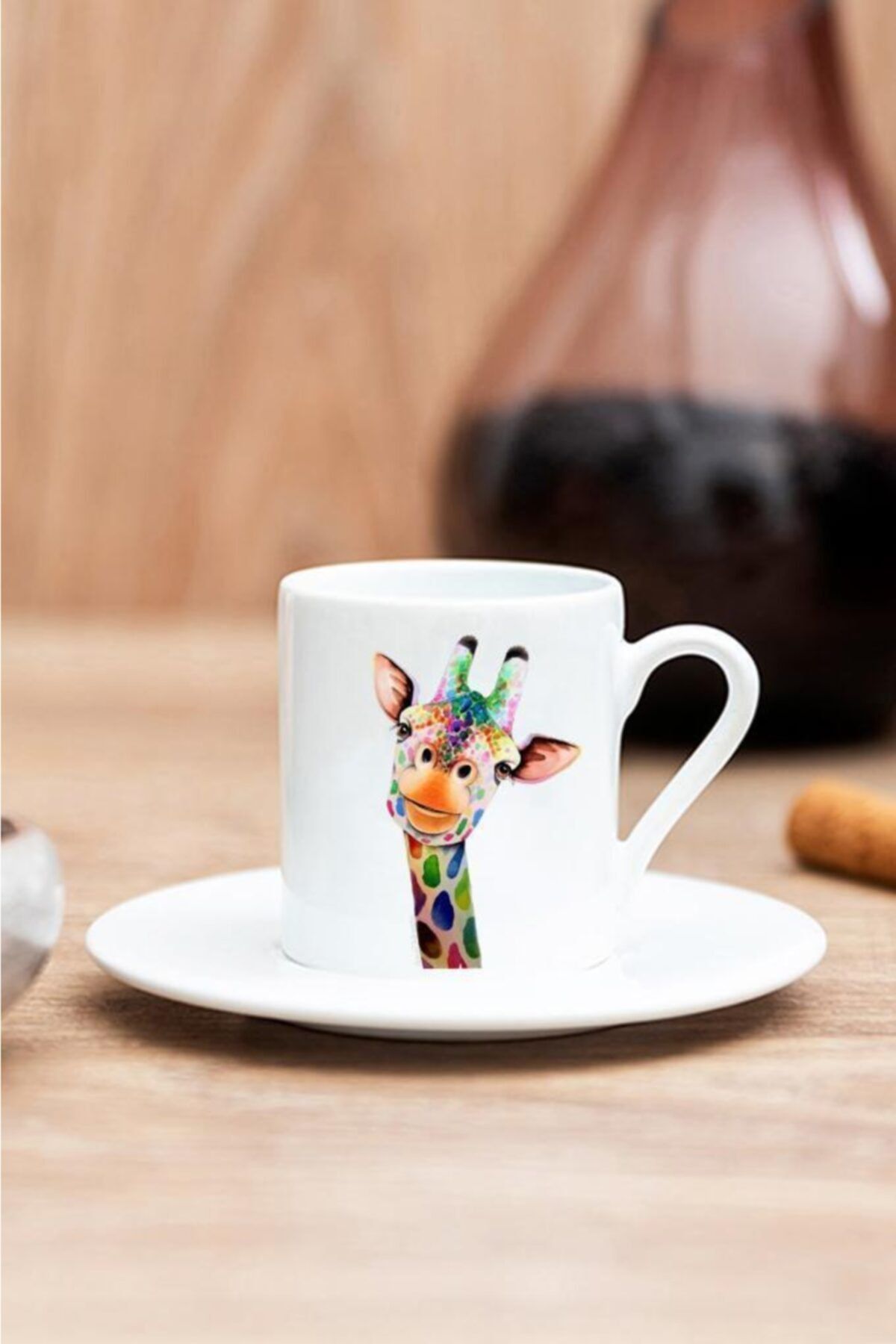 Katarsis Home Renkli Zürafa Baskılı Kahve Fincanı