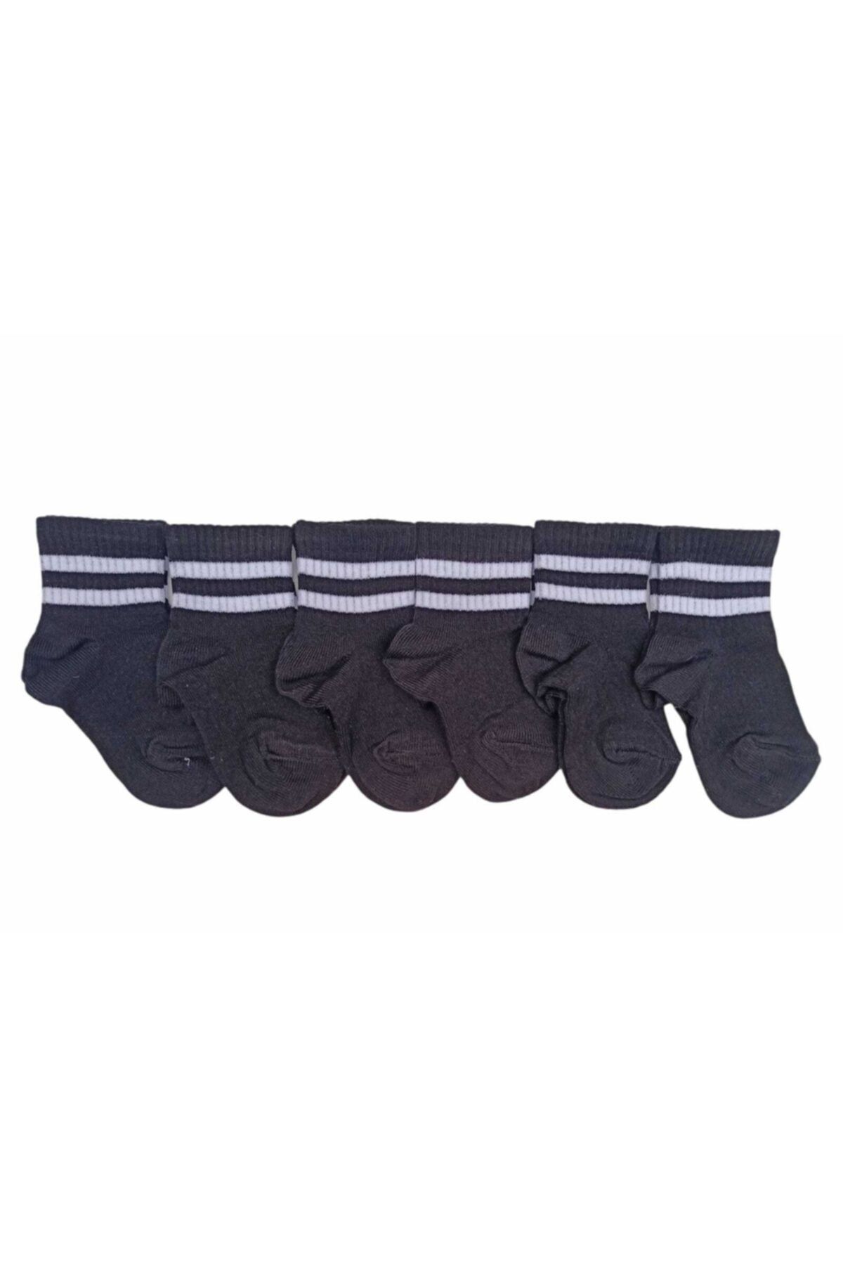 Design Socks Unisex Bebek Siyah Renkli Çizgili Patik Çorap 6'lı
