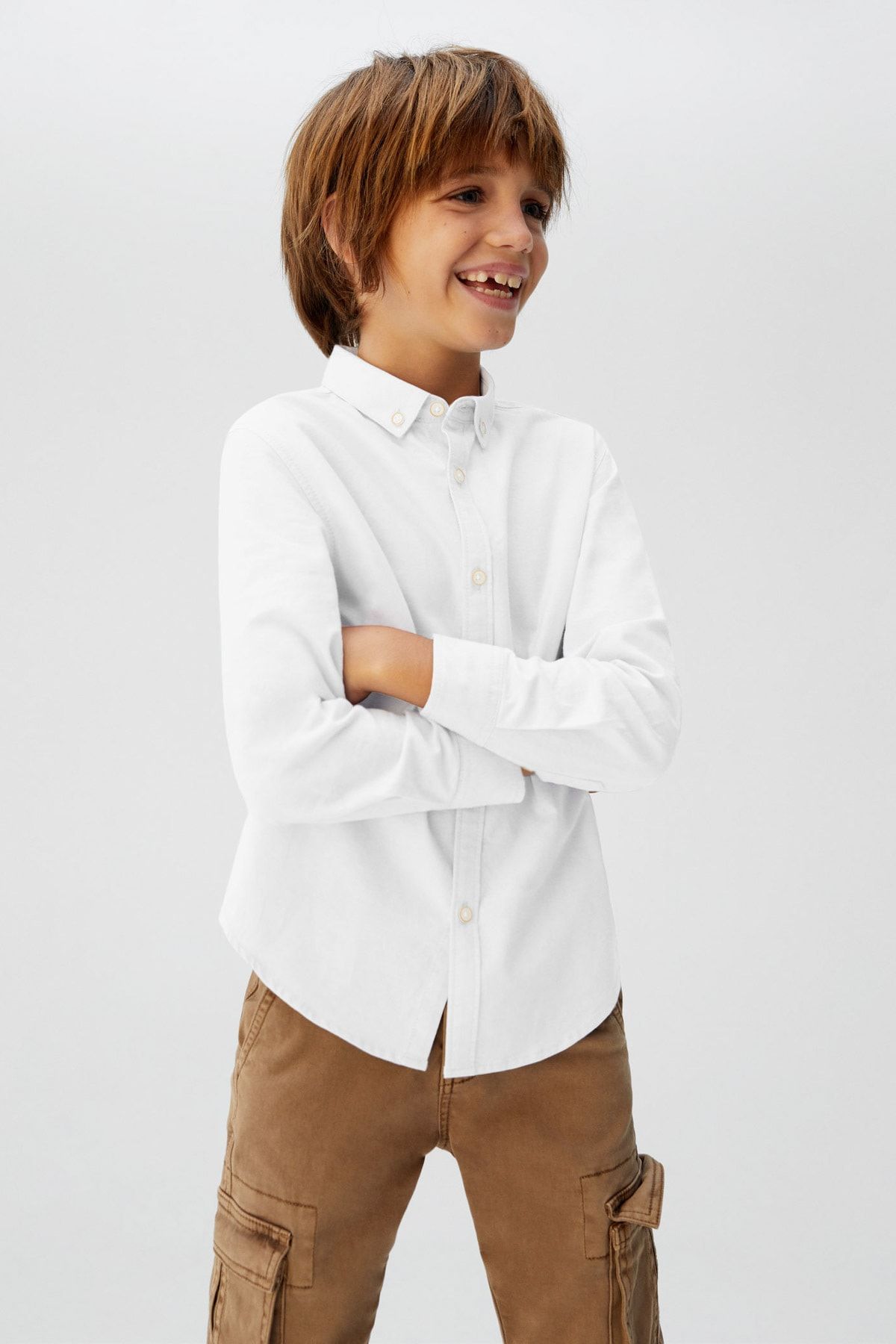 MANGO Kids Erkek Çocuk Beyaz Koton Oxford Gömlek 67050057
