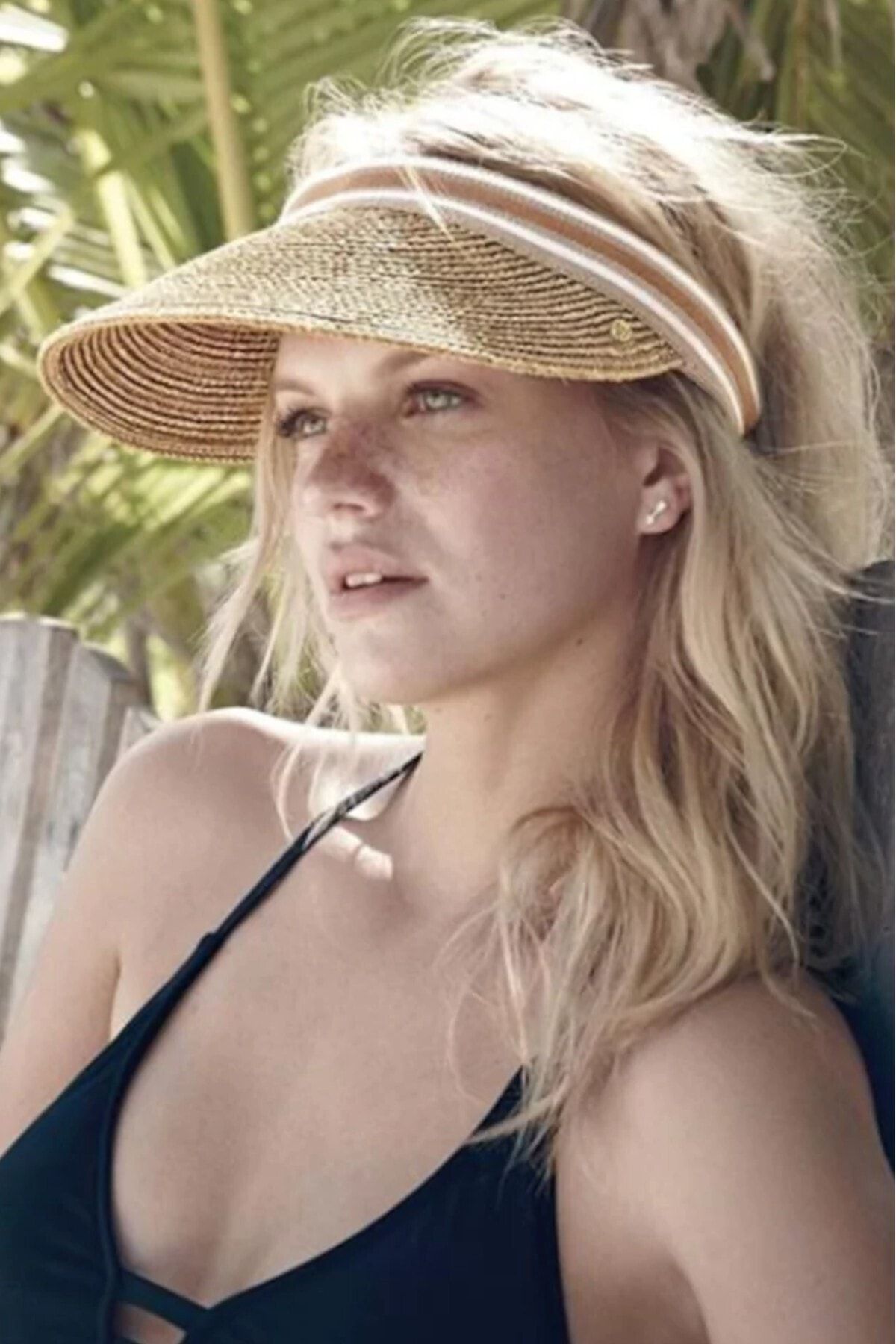 ESUSO Ayarlanabilir Kadın Hasır Şapka Güneş Koruyucu Plaj Şapkası Vizör