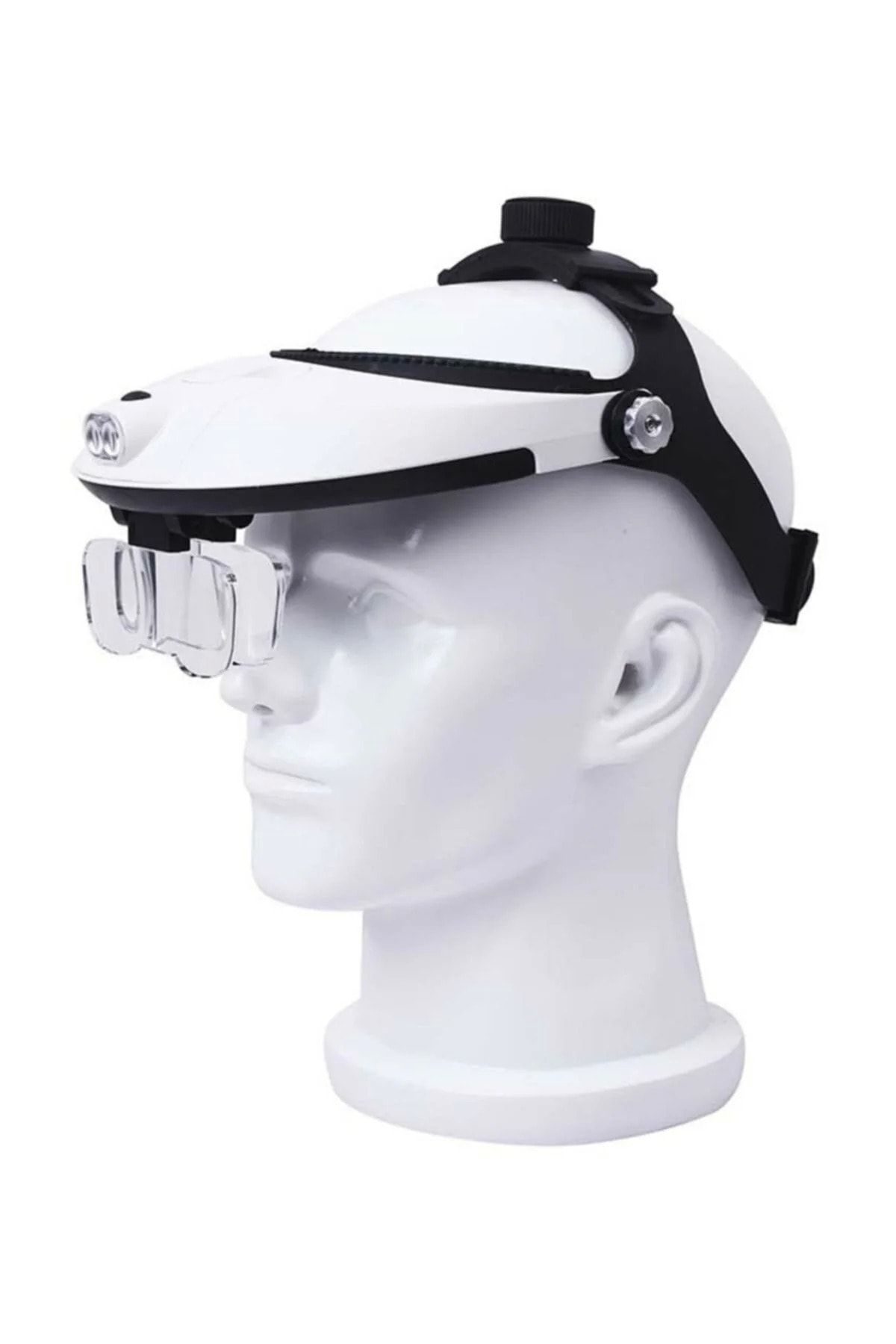 Eksprespazar Şapka Tipi Led Işıklı Büyüteç Gözlük 9x Zoom 5 Lens Kafa Lambası