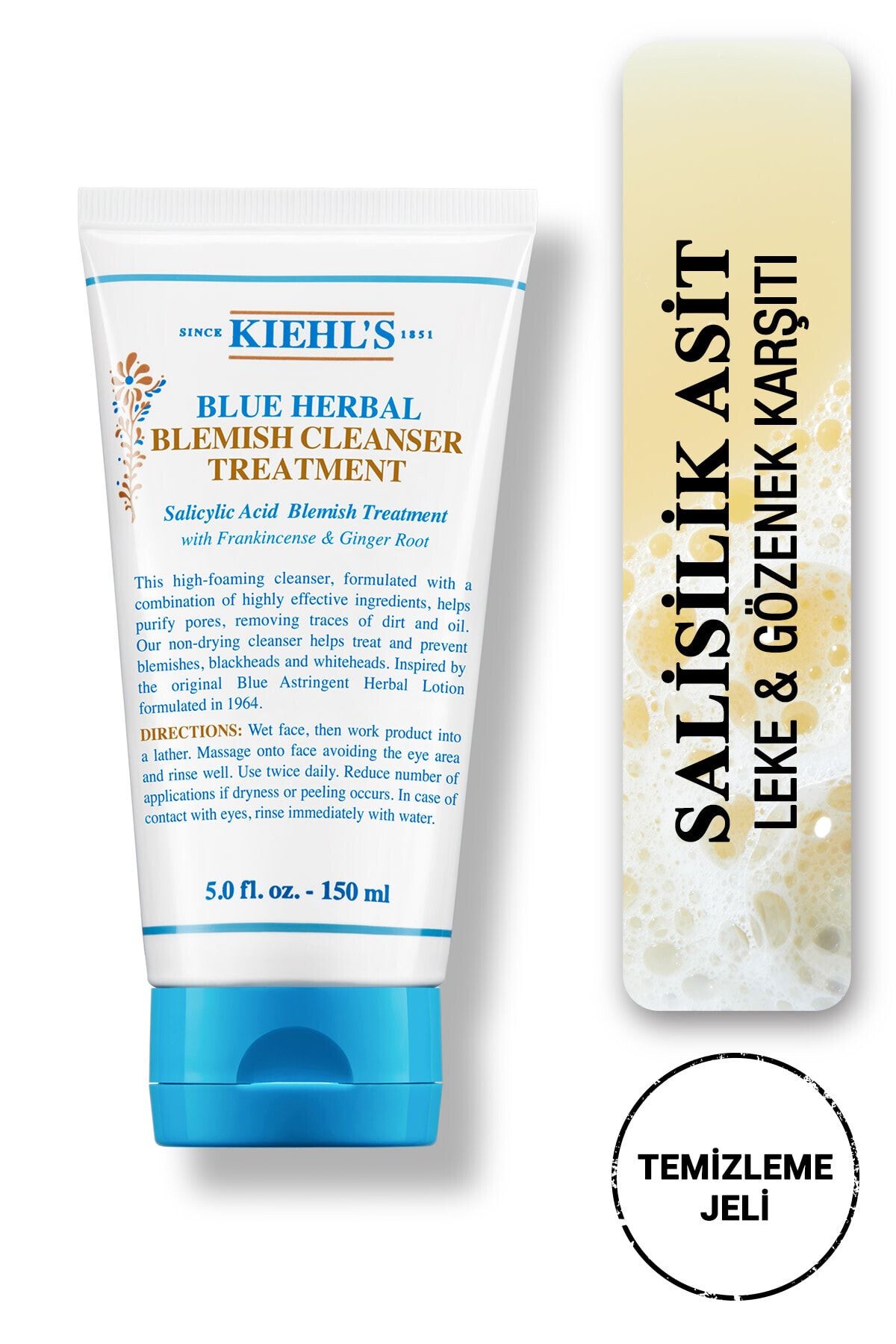 Kiehl's Blue Herbal Salisilik Asit Ile Leke & Gözenek Karşıtı Temizleme Jeli 150 Ml