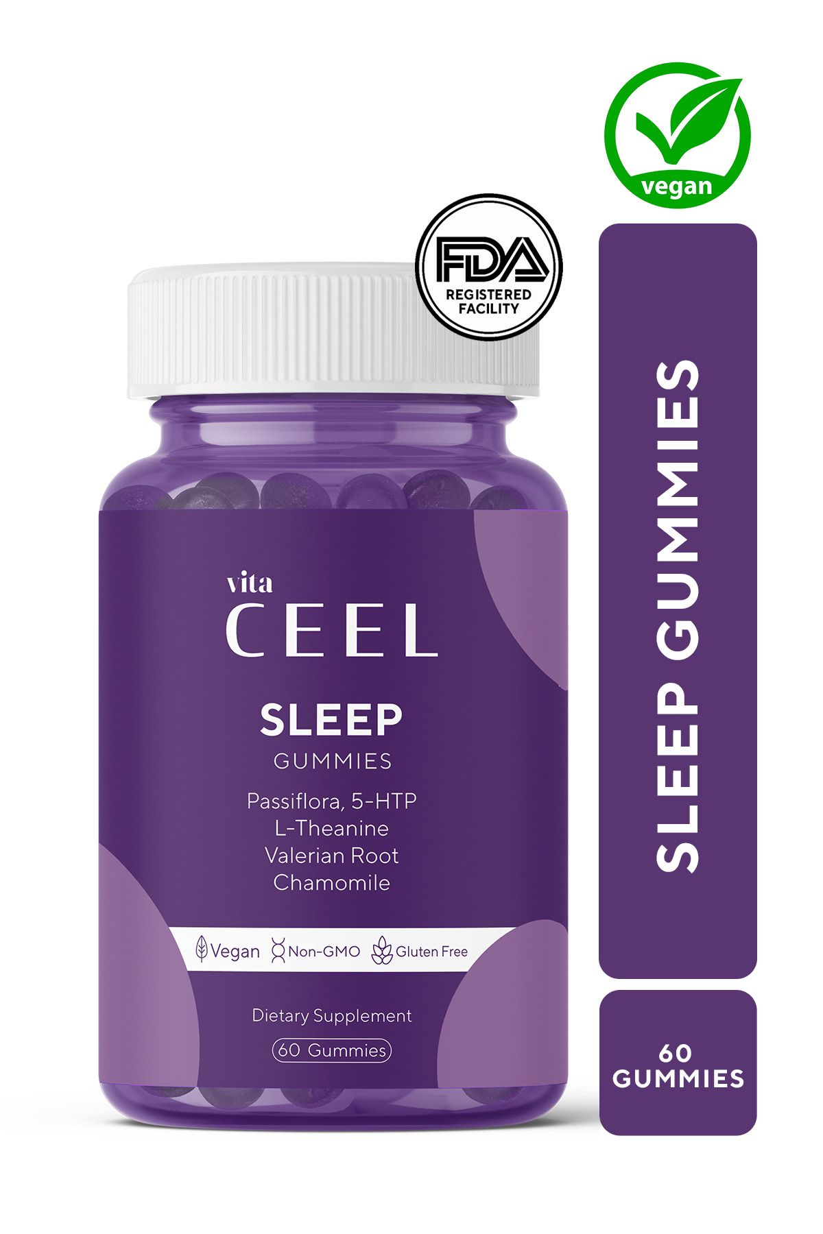 Vita Ceel Uyku Döngüsüne Yardımcı Vegan Sleep Gummy Vitamin Passiflora, Vitamin B6, 5-  http, L-theanie