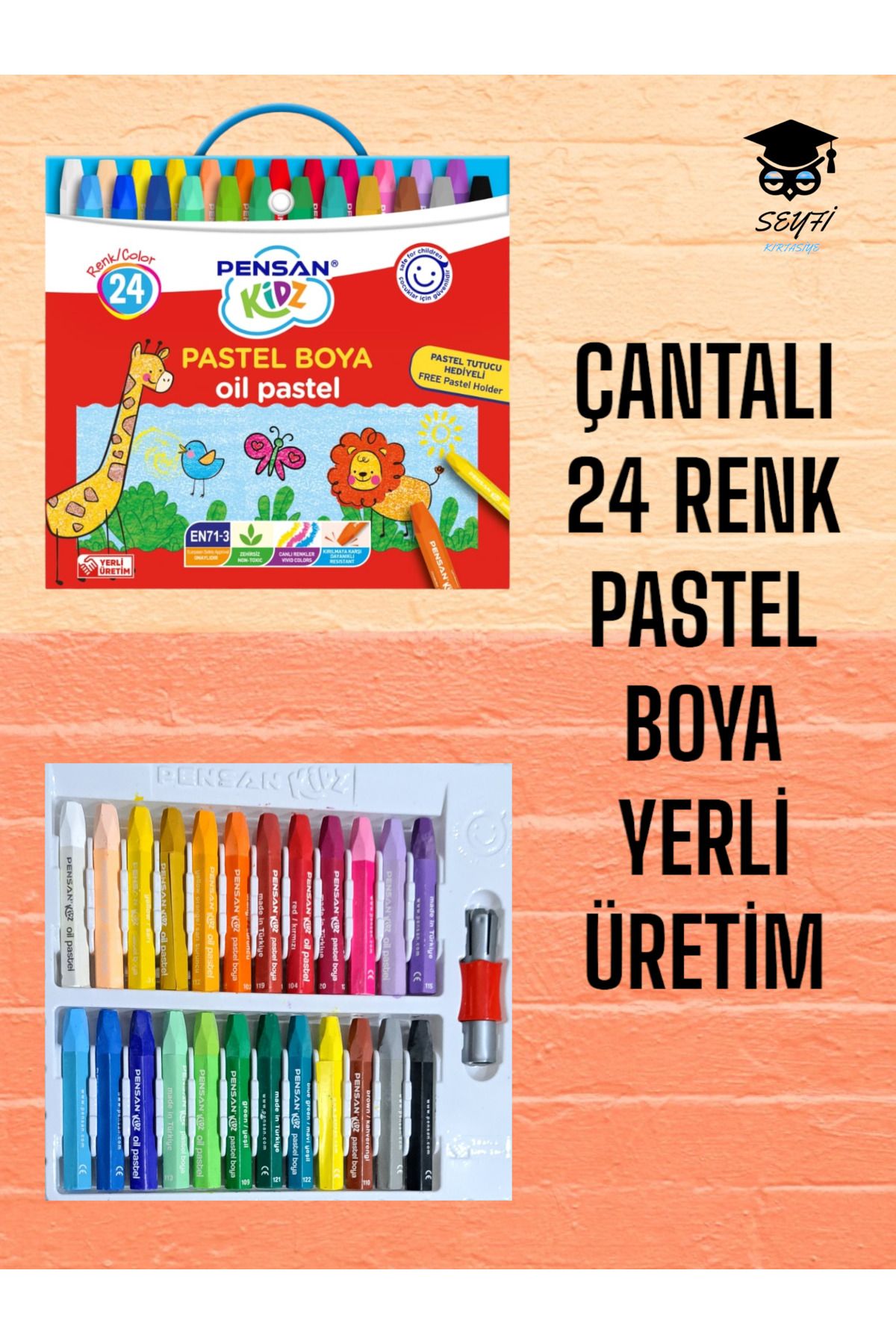 Pensan ÇANTALI 24 RENK PASTEL BOYA YERLİ ÜRETİM