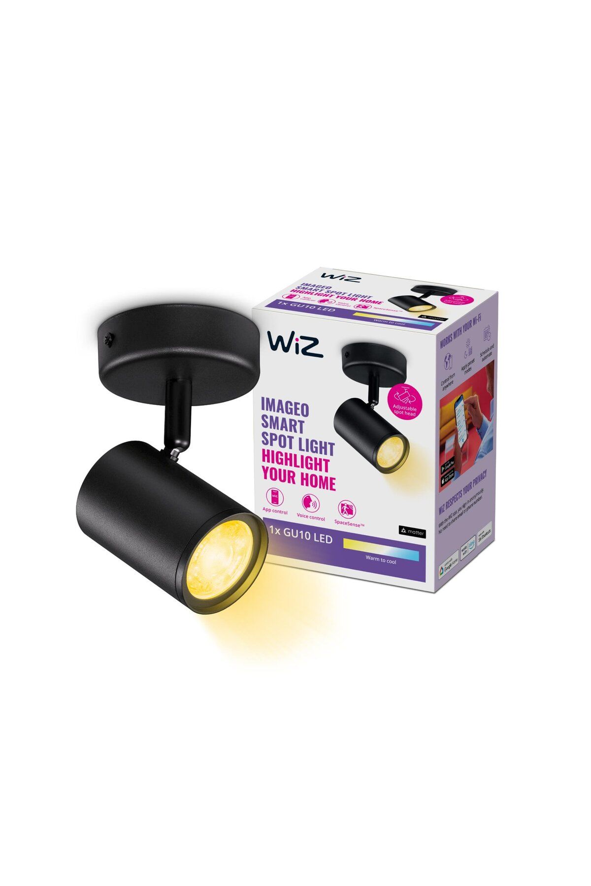 Wiz Imageo 1'li Spot Ayarlanabilir Beyaz&Sarı Renk Akıllı Lamba - 929002658401
