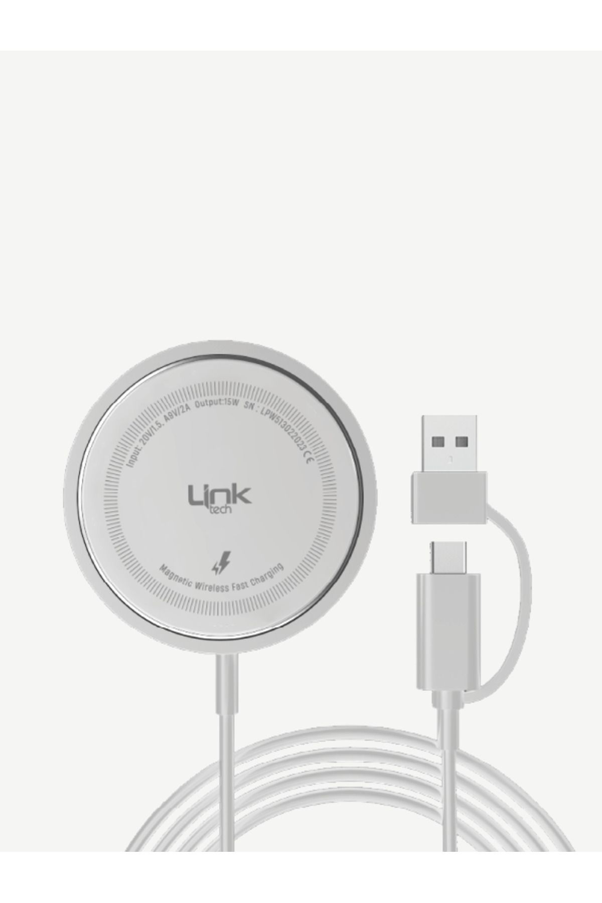 Linktech W513 15W USB-A USB-C PD Hızlı Şarj Wireless Şarj Aleti