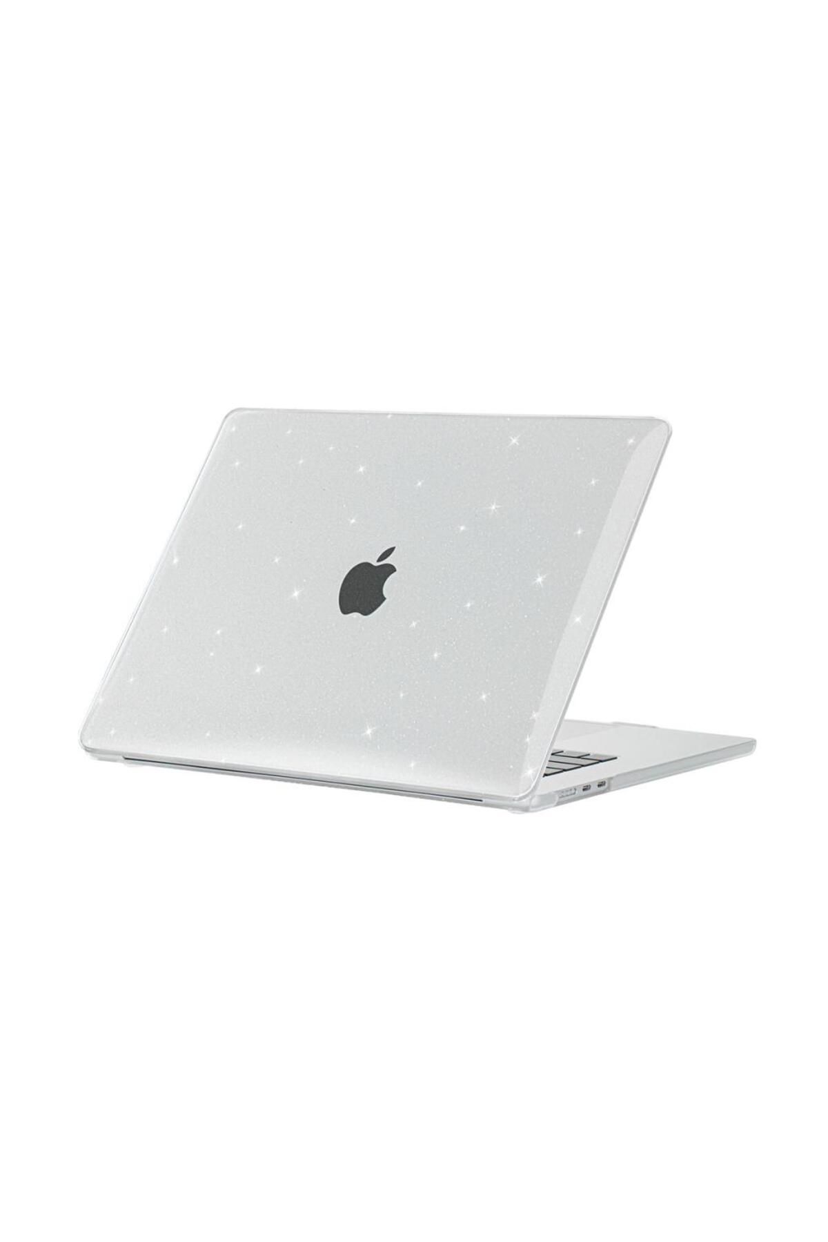 Zore Apple MacBook Air 15" 2024 M3 M2 A3114 A2941 Kılıf Simli Ön Arka Kapak