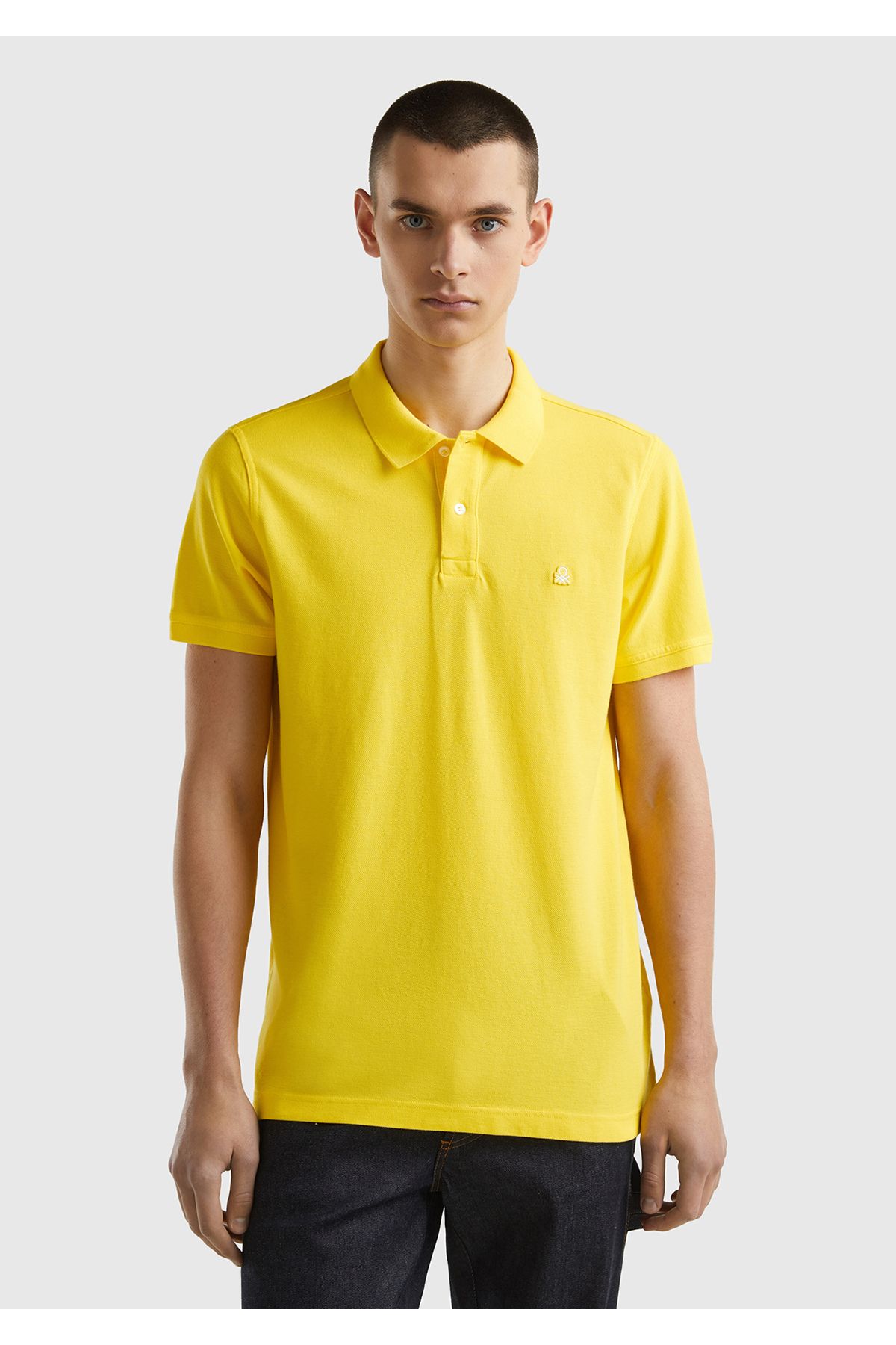 United Colors of Benetton Erkek Sarı Regular Fit Kısa Kollu Polo Tshirt
