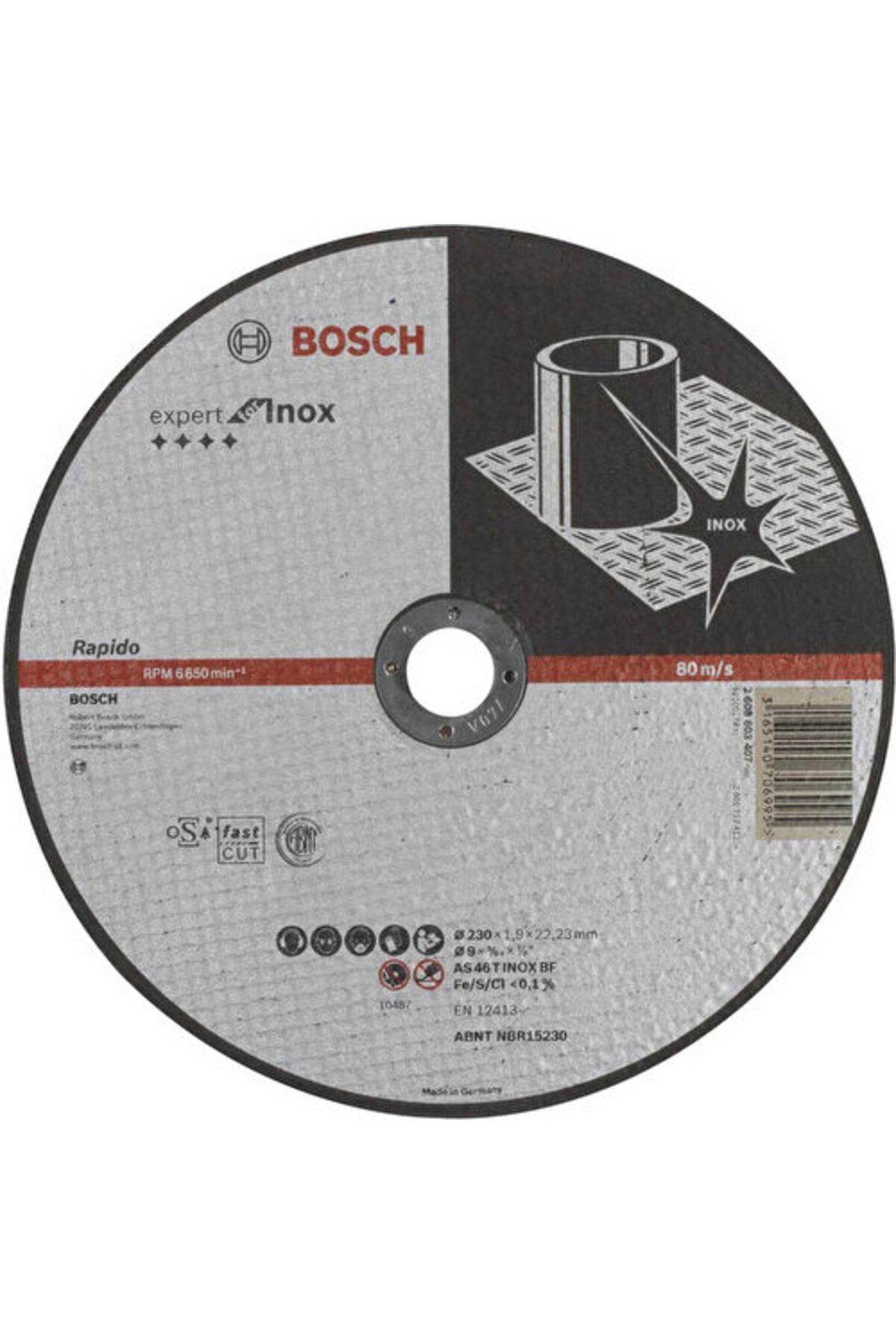 Bosch - 230*1,9 Mm Expert Serisi Düz Inox (PASLANMAZ ÇELİK) Kesme Diski (TAŞ) - Rapido