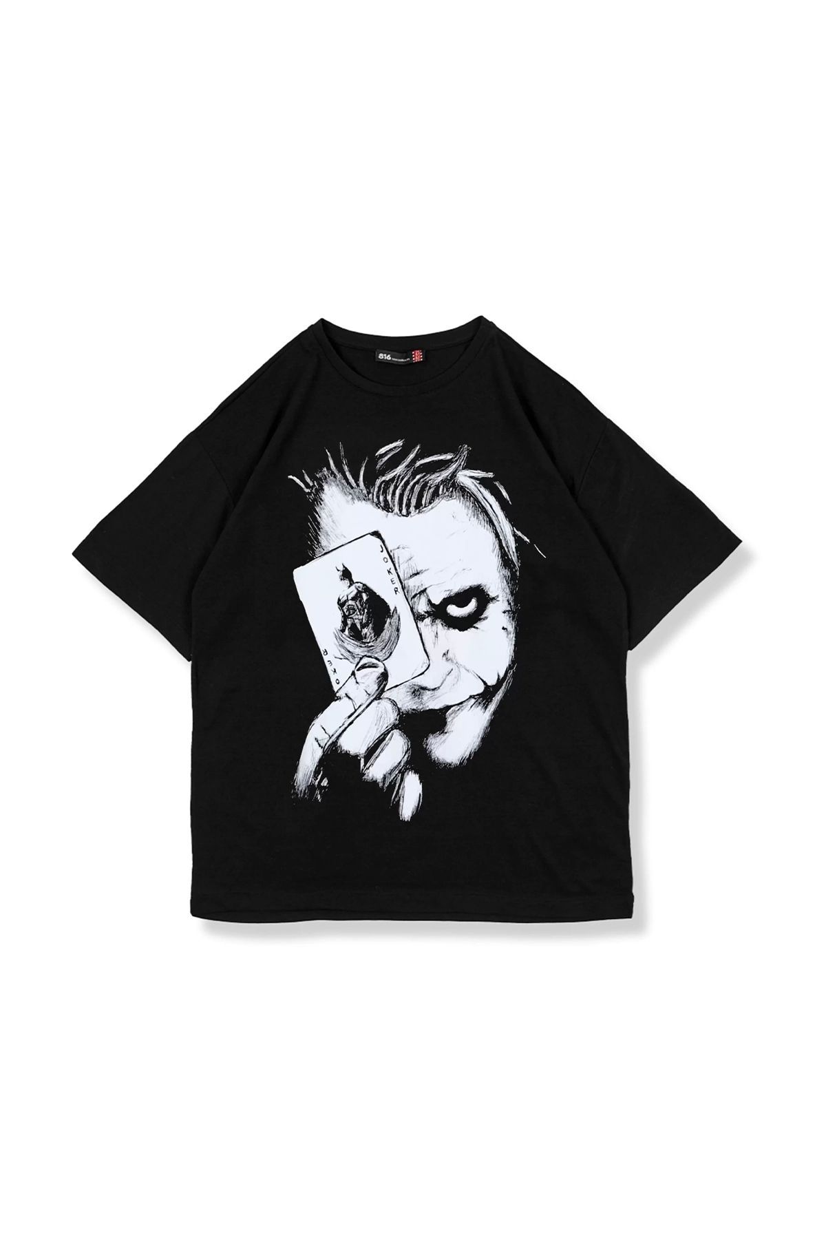 Sekizbiraltı Joker Sırt Baskılı Siyah Oversize Unisex Tshirt