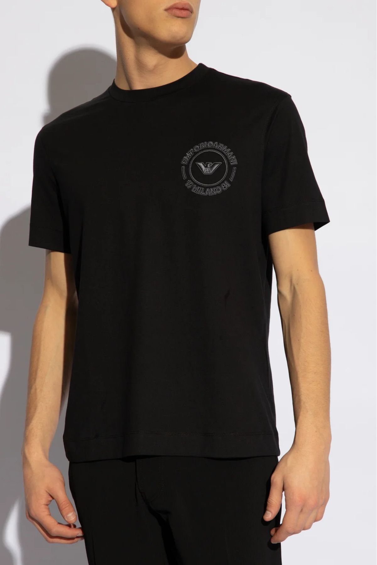 Emporio Armani Erkek Marka Logolu Organik Pamuklu Kısa Kollu Siyah T-Shirt 3D1TG8 1JOCZ-0051