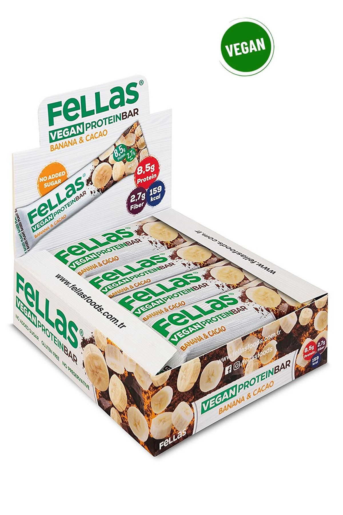 Fellas Vegan Protein Bar - Muzlu Ve Kakaolu 40g X 12 Adet