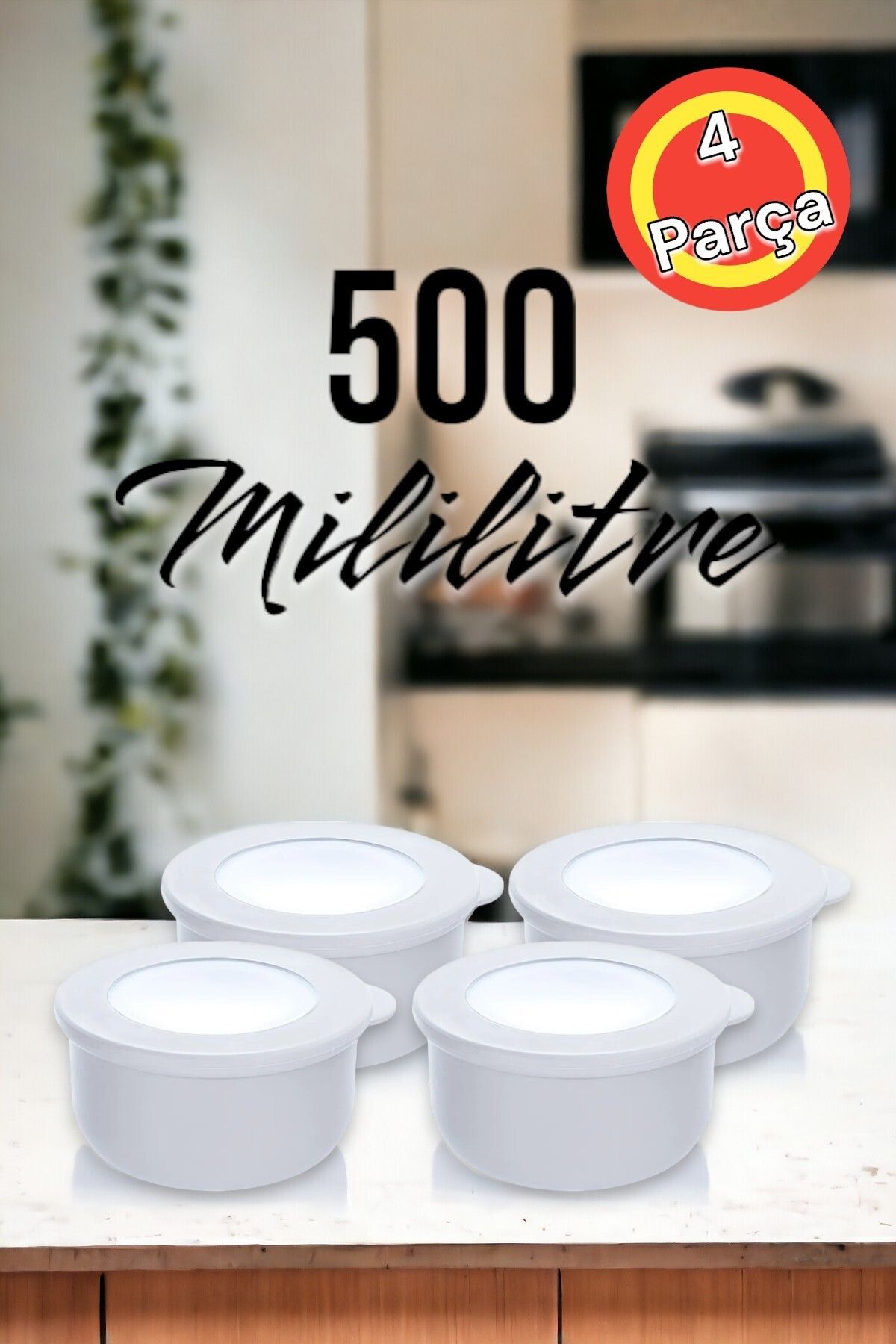 Şahane Pazar 4 Parça 500ml Yuvarlak Silikon Içini Gösteren Kahvaltı Saklama Kabı Seti Fma018822