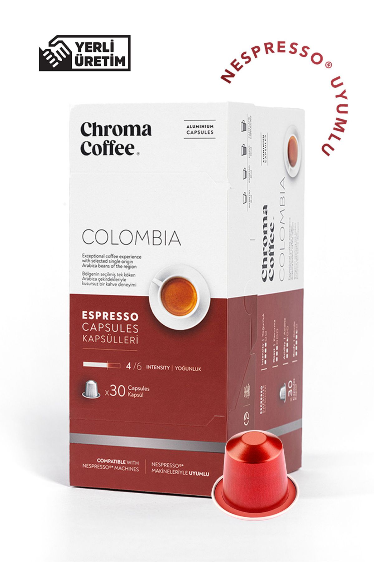Chroma Coffee Colombia 30 Adet Nespresso Uyumlu Kapsül Kahve %100 Arabica Kolombiya