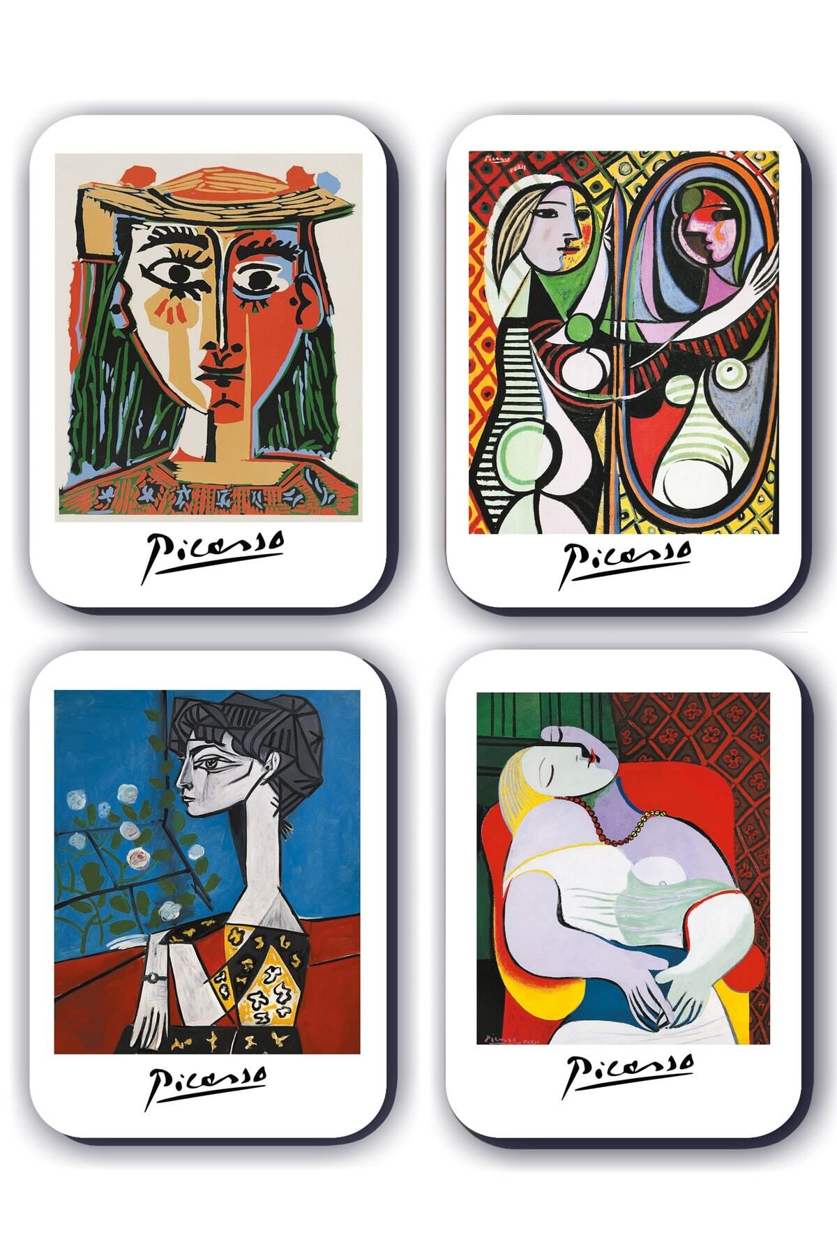 Mia Pera Picasso 4' Lü Simli Magnet Seti Ünlü Ressamlar Serisi Dikdörtgen (5,5 X 8 Cm )