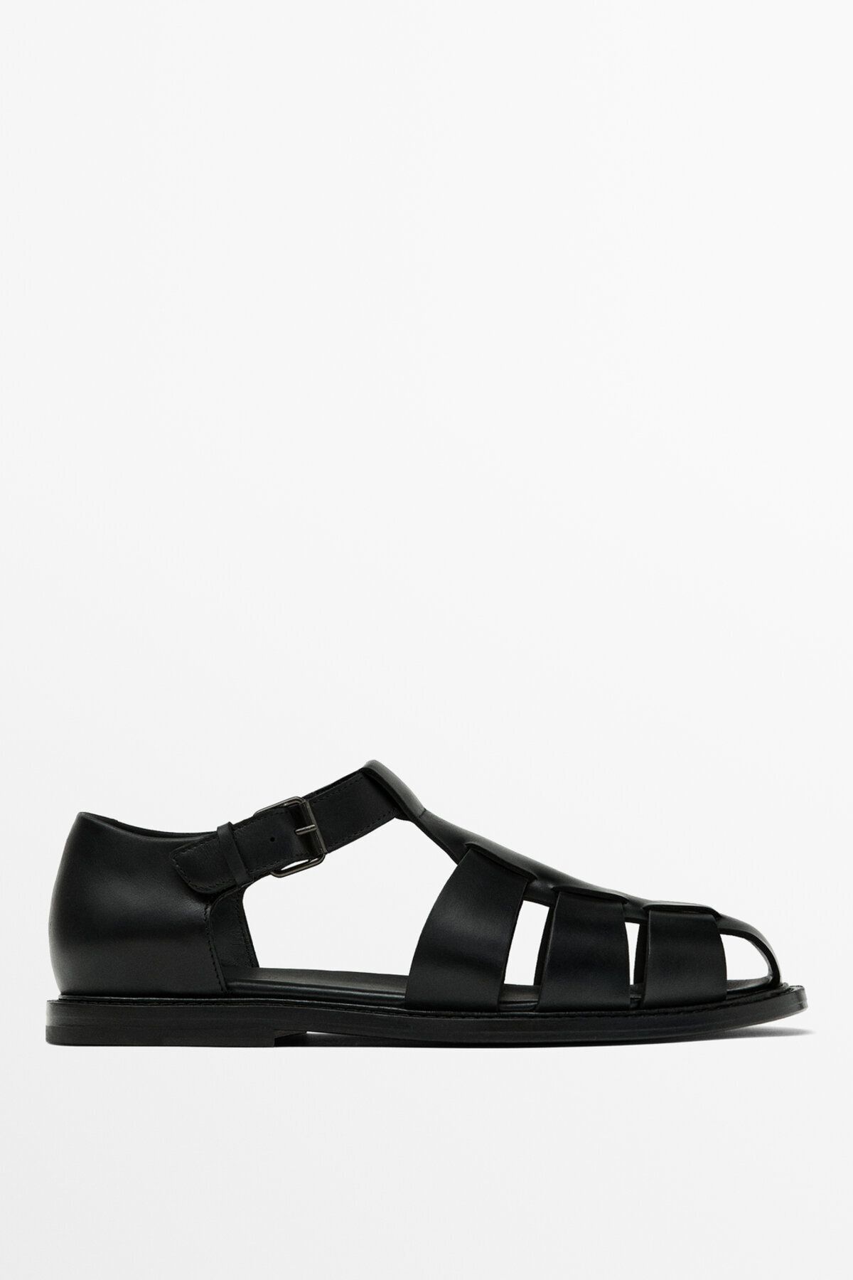 Massimo Dutti Limited Edition - Siyah deri bantlı sandalet