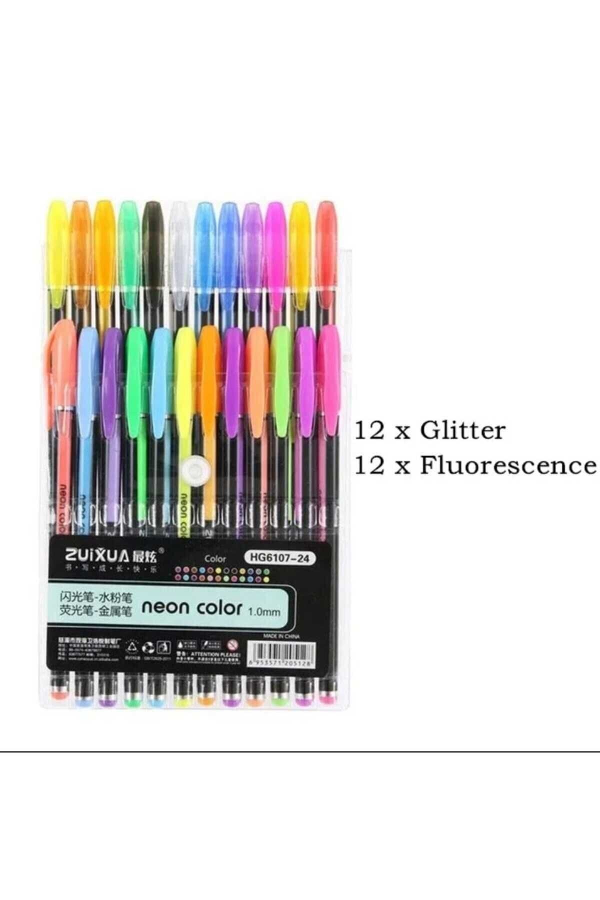 Linea Zuixua Jel Kalem Neon Color Pen Yazı Çizim ve İşaretleme Kalemi 24 Renk
