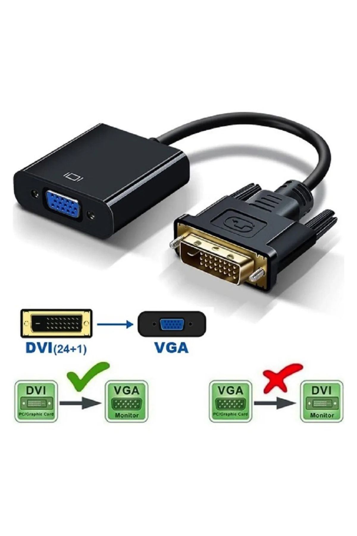 Rastpage DVI to VGA Çevirici Dönüştürücü