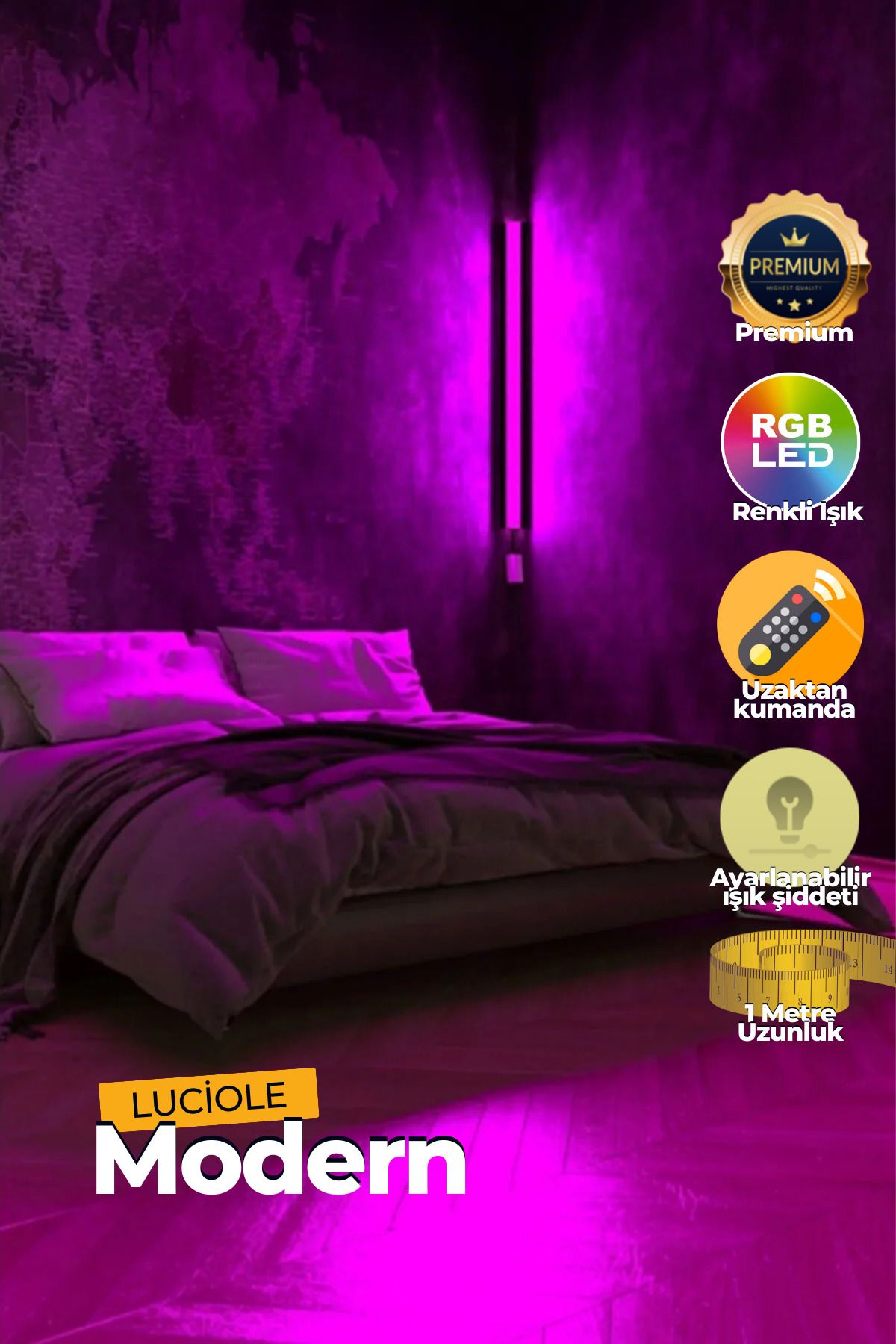 luciole Uzaktan Kumandalı Led Lamba - Yatak Üstü, Tv Yanı ,oturma Odası - Rgb Çok Renkli Ledap13